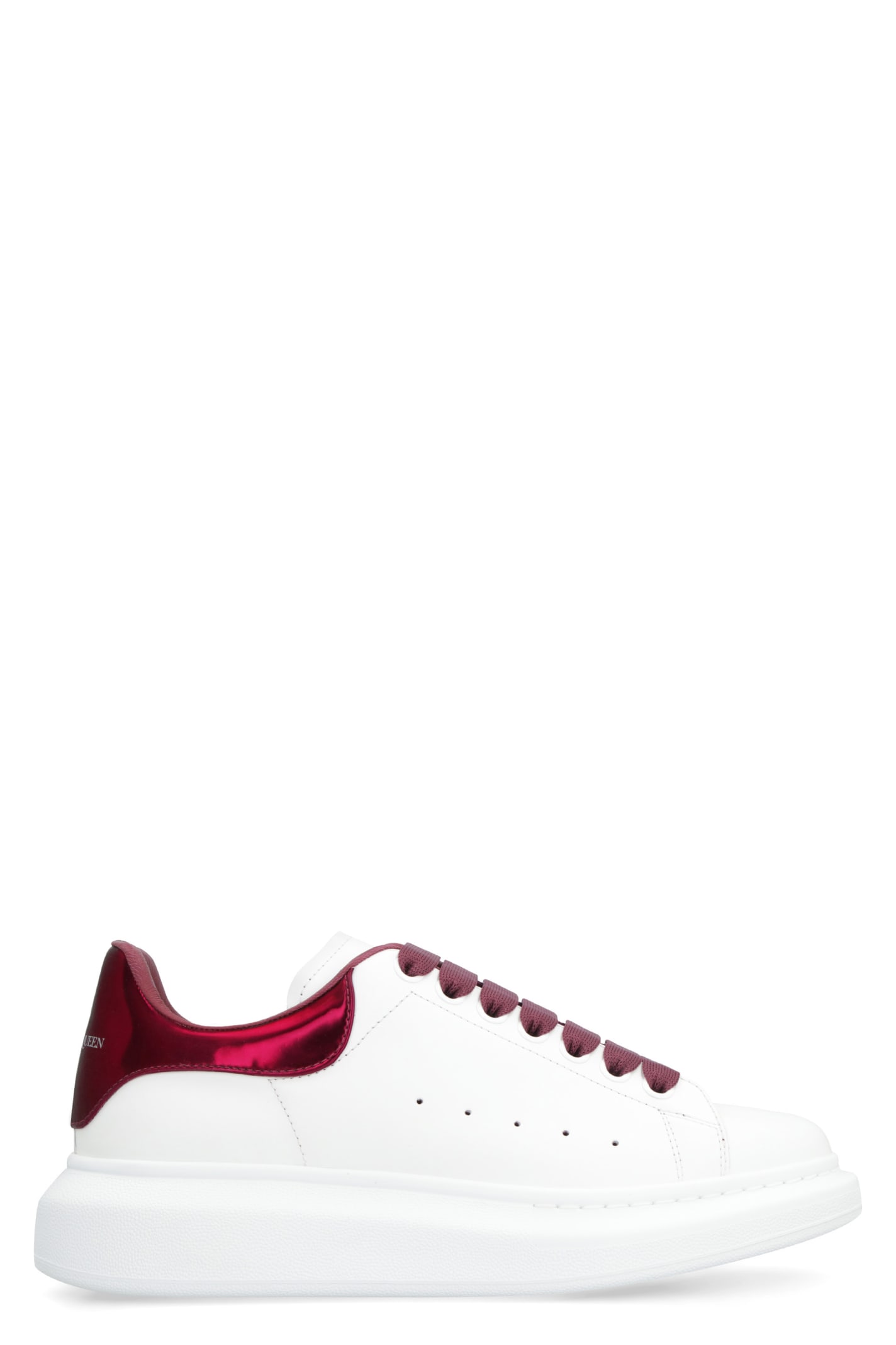 Shop Alexander Mcqueen Larry Leather Sneakers In White