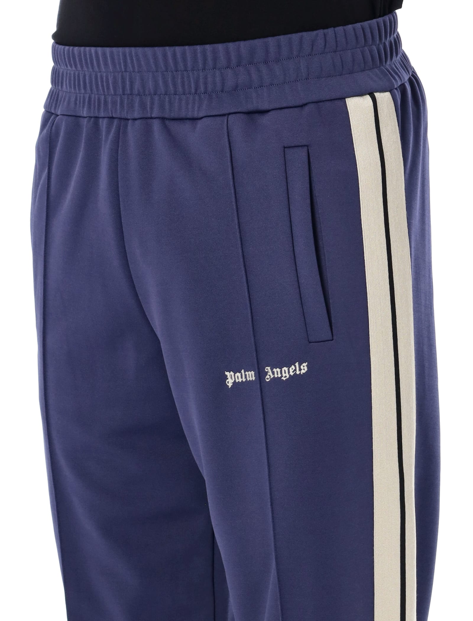 Shop Palm Angels Classic Logo Track Pants In Navy Blue Off White