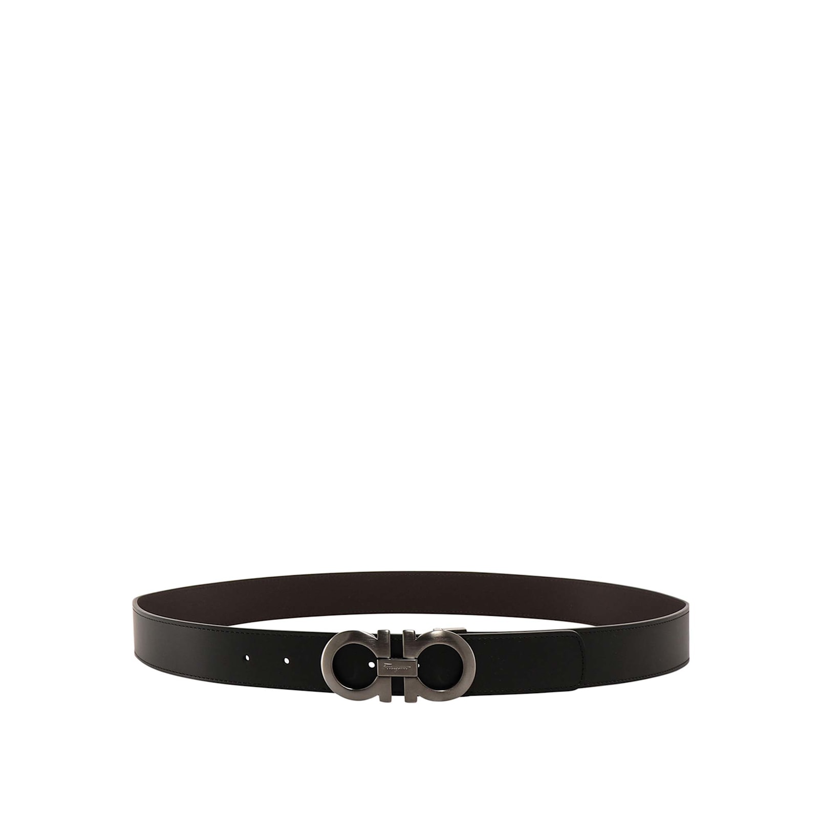 Ferragamo Reversible Leather Belt Iconic Buckle In Black