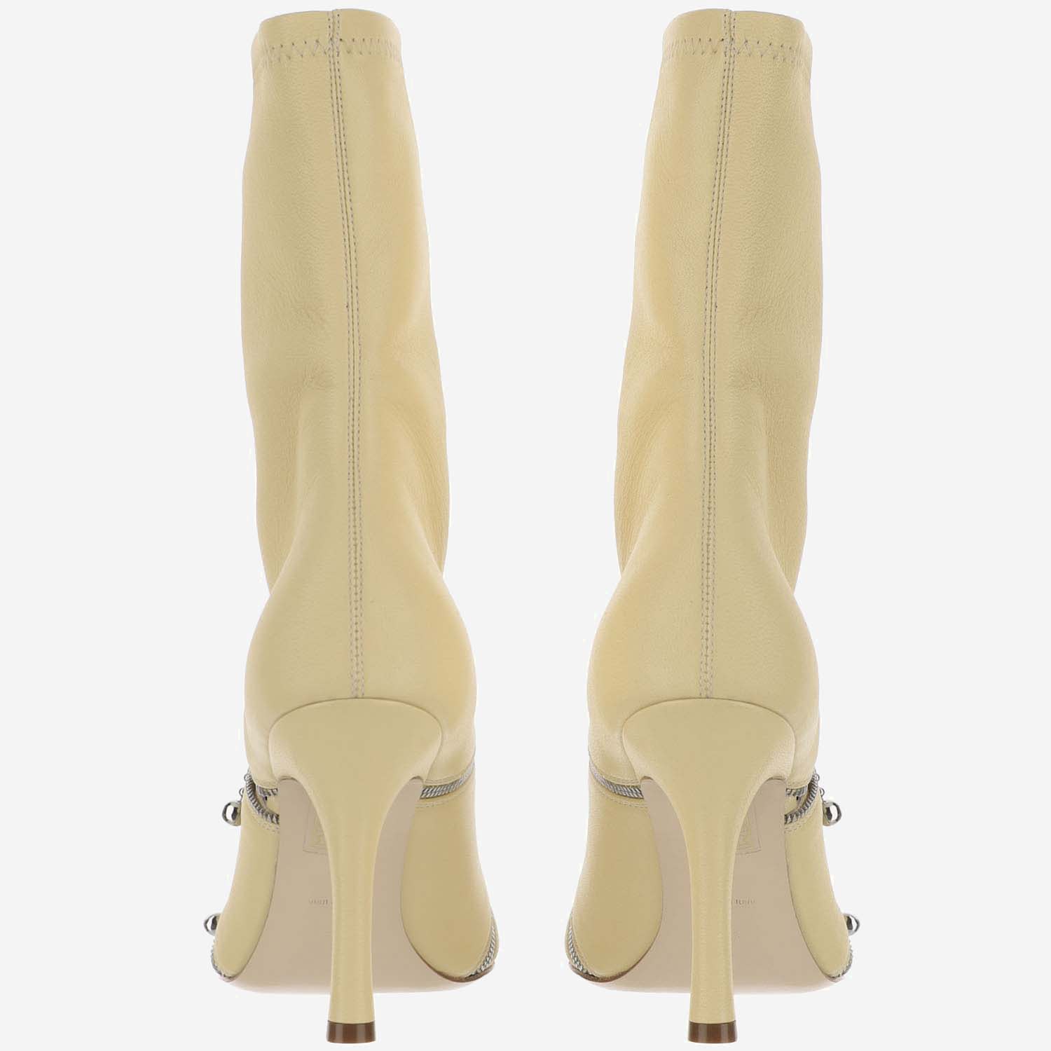 Shop Burberry Peep Leather Boots In Daffodil