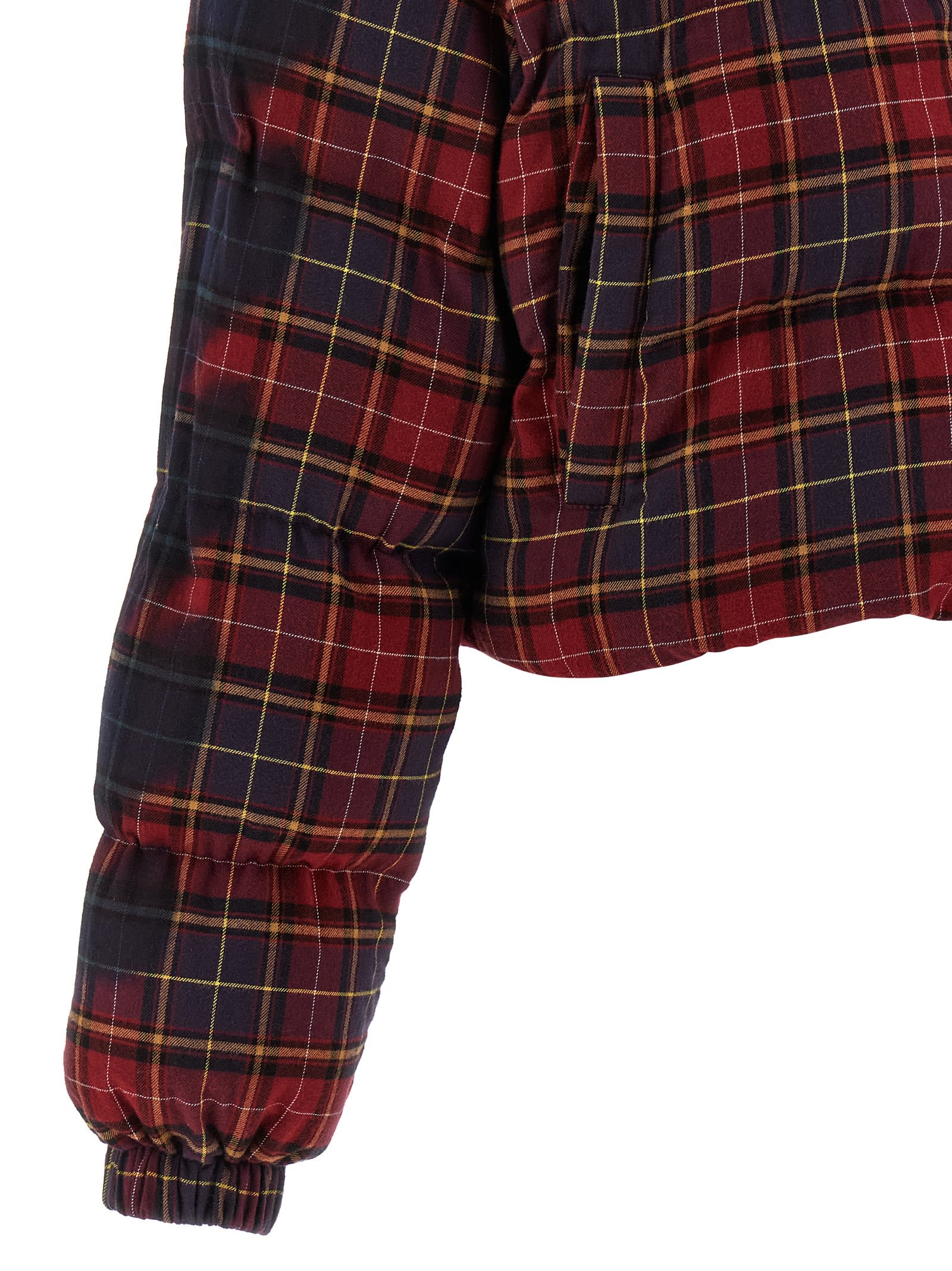 Off-white Check Flan Arrow Spray Puffer Jackets Bordeaux In Black