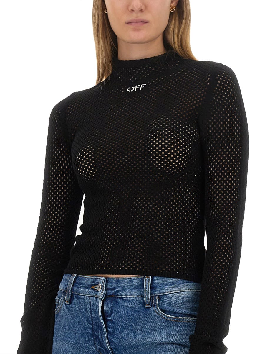 Shop Off-white Tops In Mesh In Black