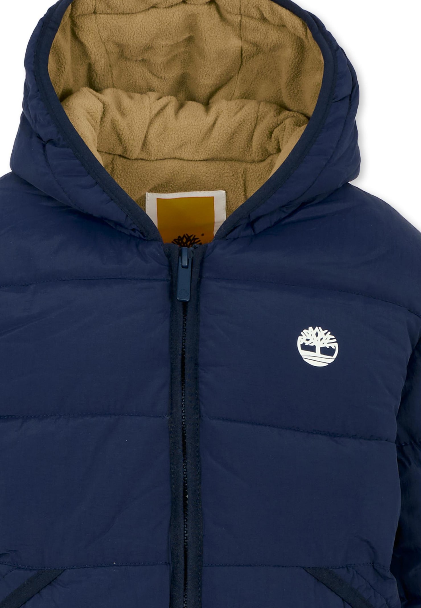 Timberland Blue Down Jacket For Boy With Logo In Blue