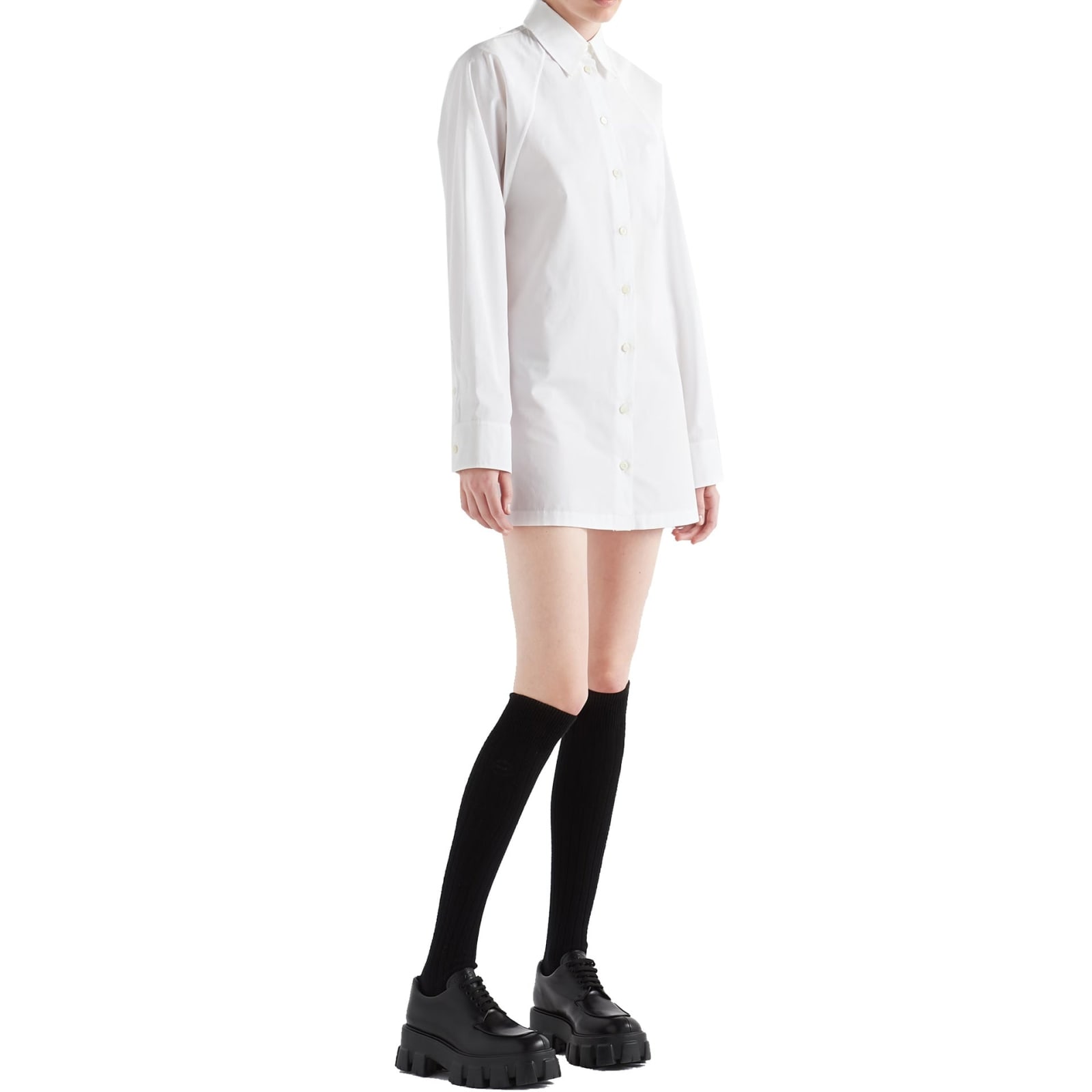 Shop Prada Shirt Dress In White