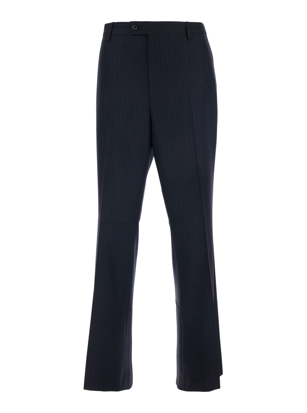 Tonywack Blue Pants With Flared Leg And Pinstripe Motif In Wool Blend Man In Blue
