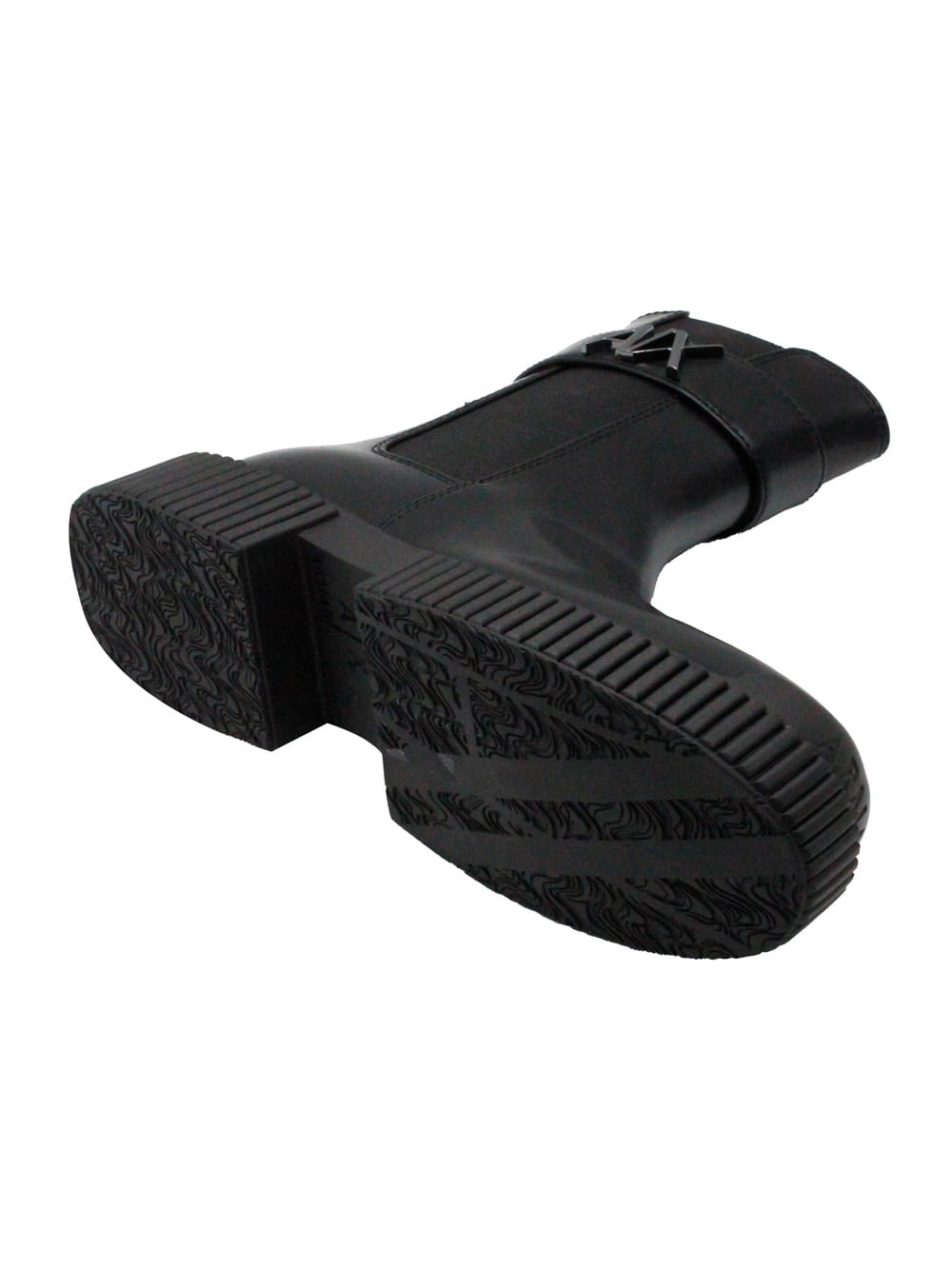 Armani Exchange Buckle Logo Ankle Boots In Black