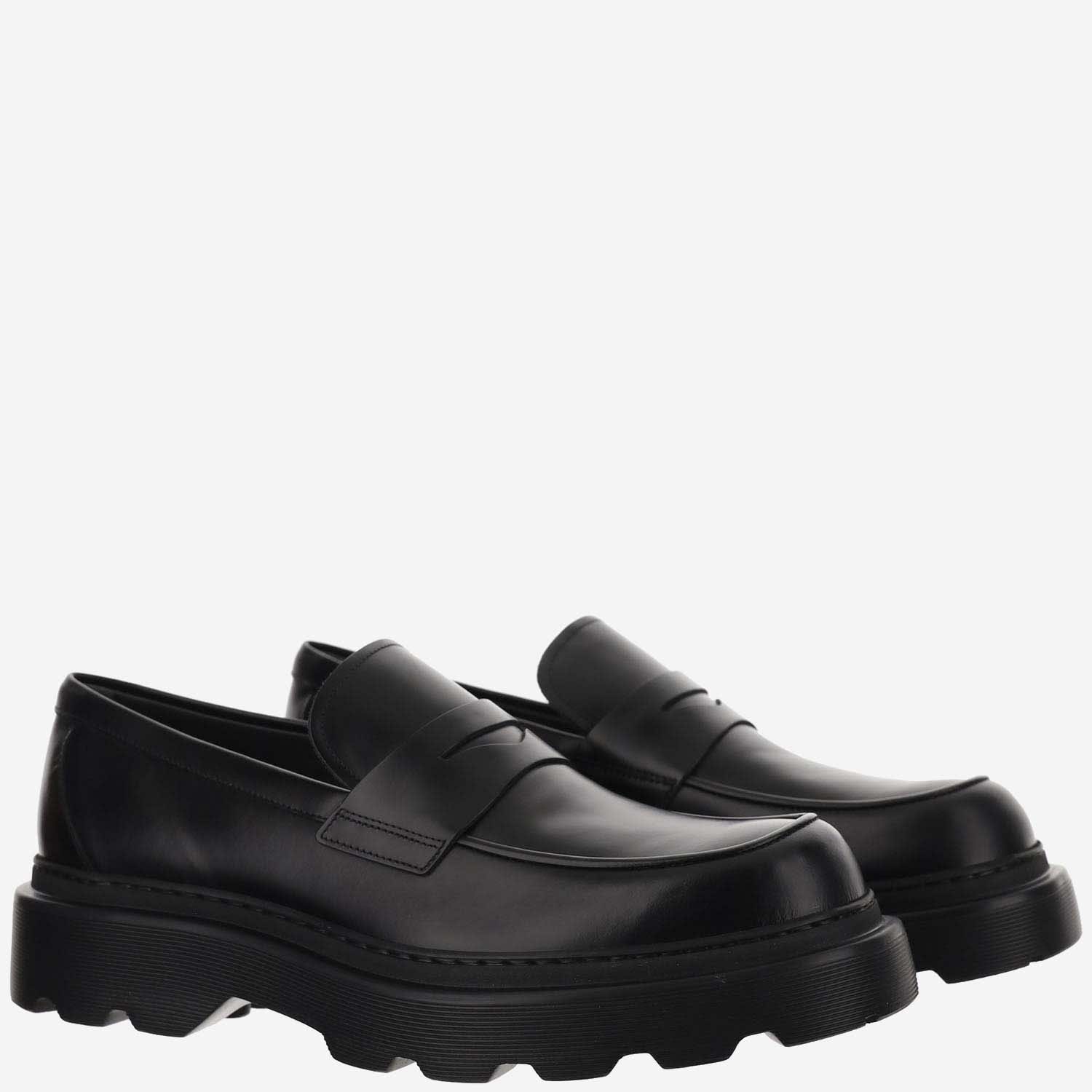 Shop Tod's Leather Moccasins In Black