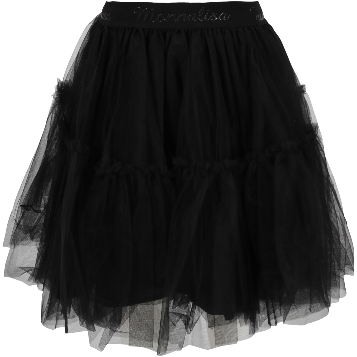 Monnalisa Black Skirt For Girl With Logos