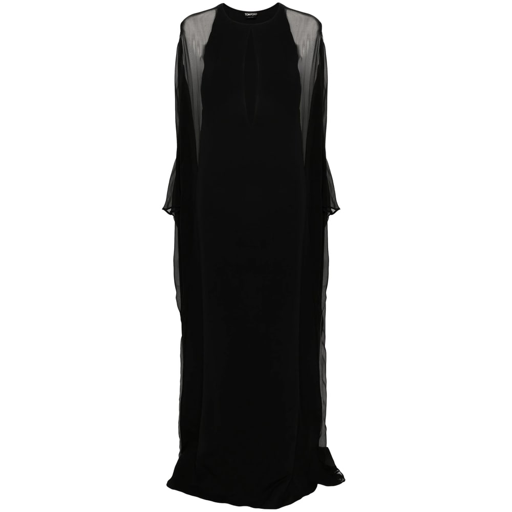 Tom Ford Semi-sheer-panelled Maxi Dress In Black