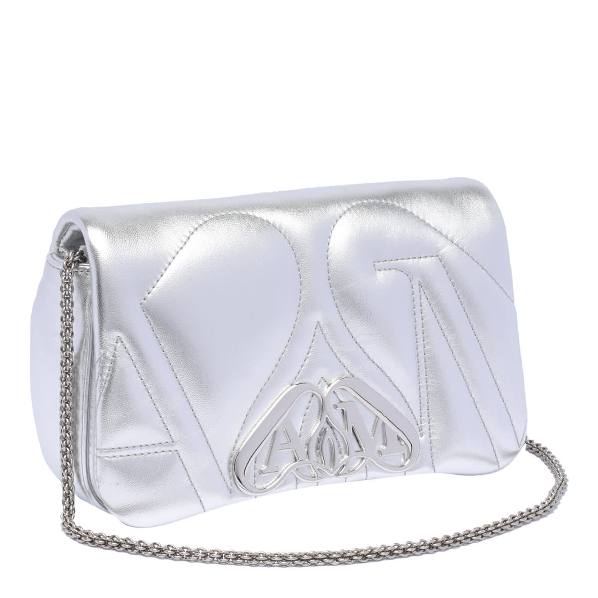 Shop Alexander Mcqueen The Mini Seal Hand Bag In Silver