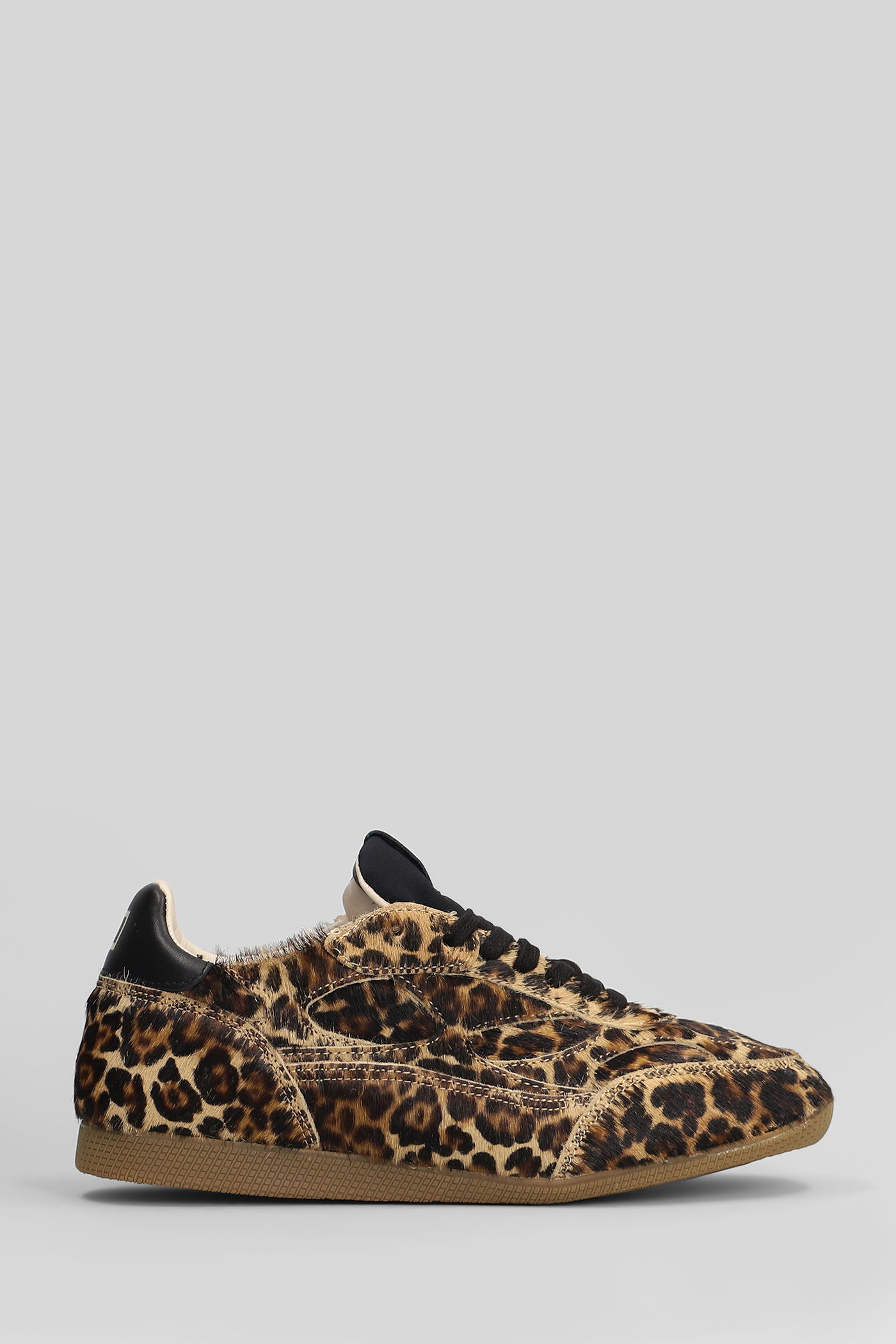 Date Fuga Low Pony Sneakers In Animalier Suede And Fabric In Multi