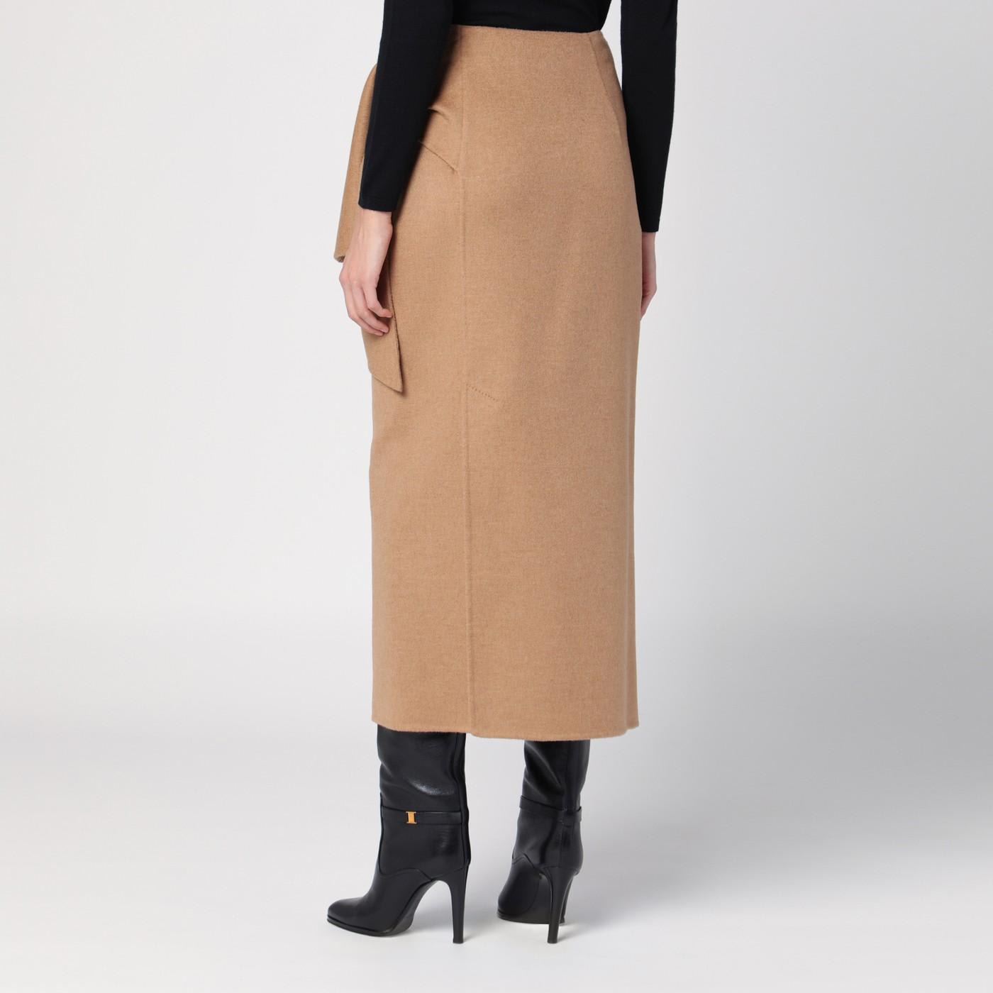 Shop Max Mara Beige Camel Midi Skirt In Brown