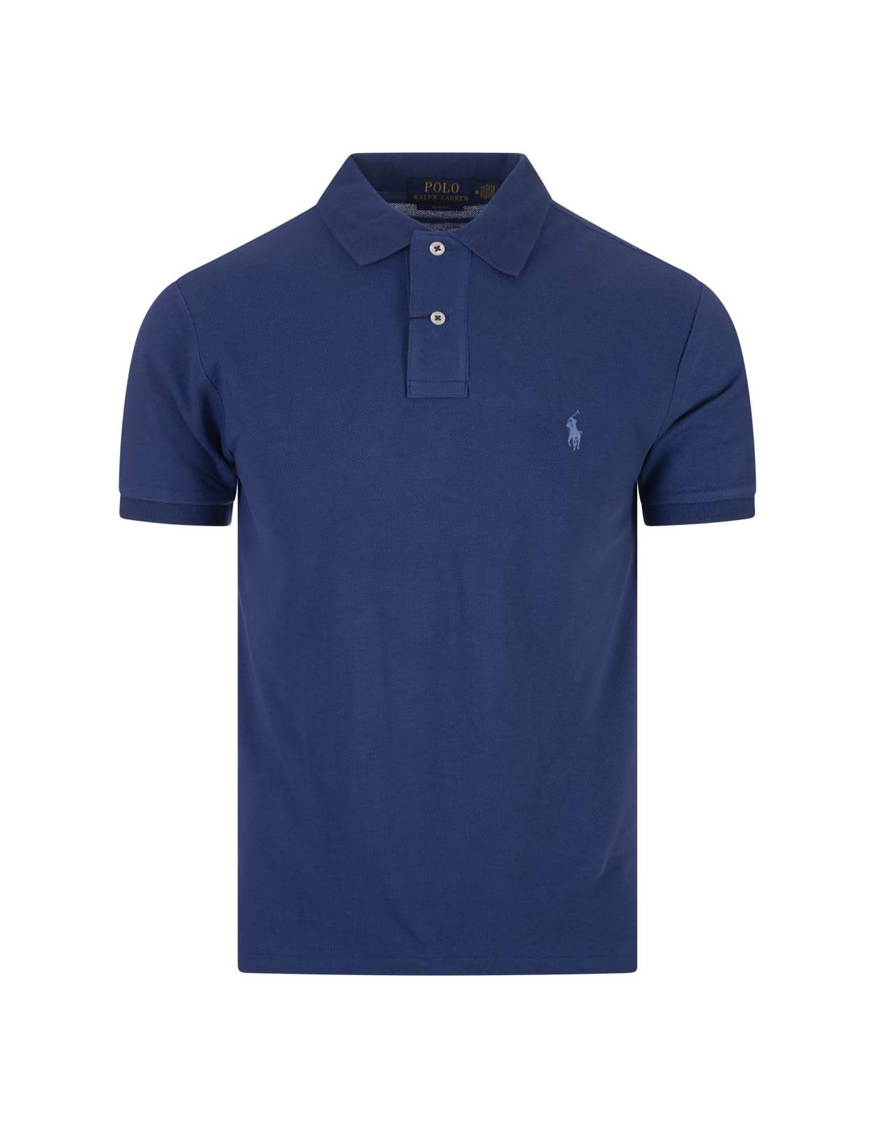 Shop Ralph Lauren Slim-fit Polo Shirt In Dark Indigo Piqué In Blue