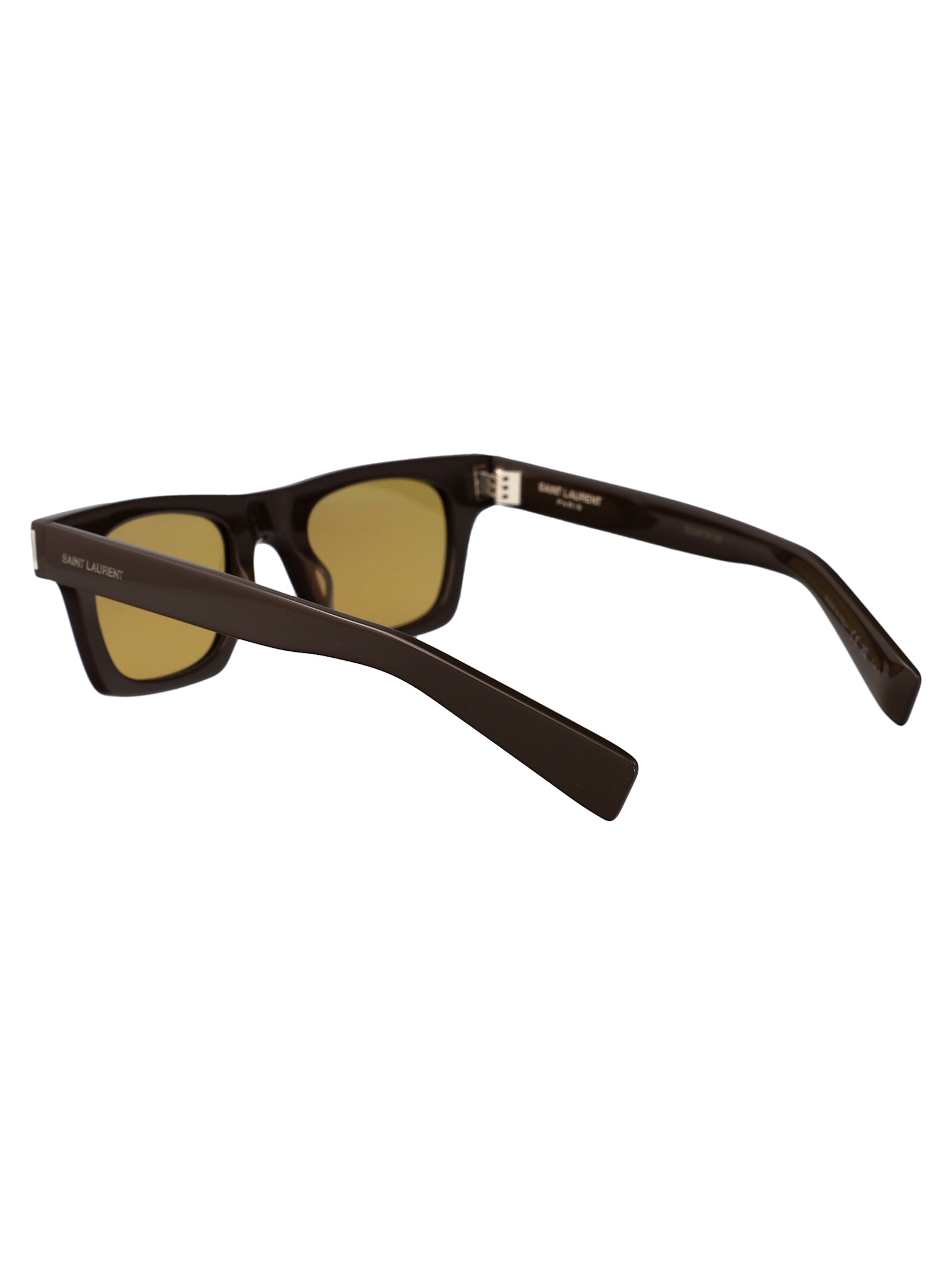 Saint Laurent Logo-print Sunglasses In Brown