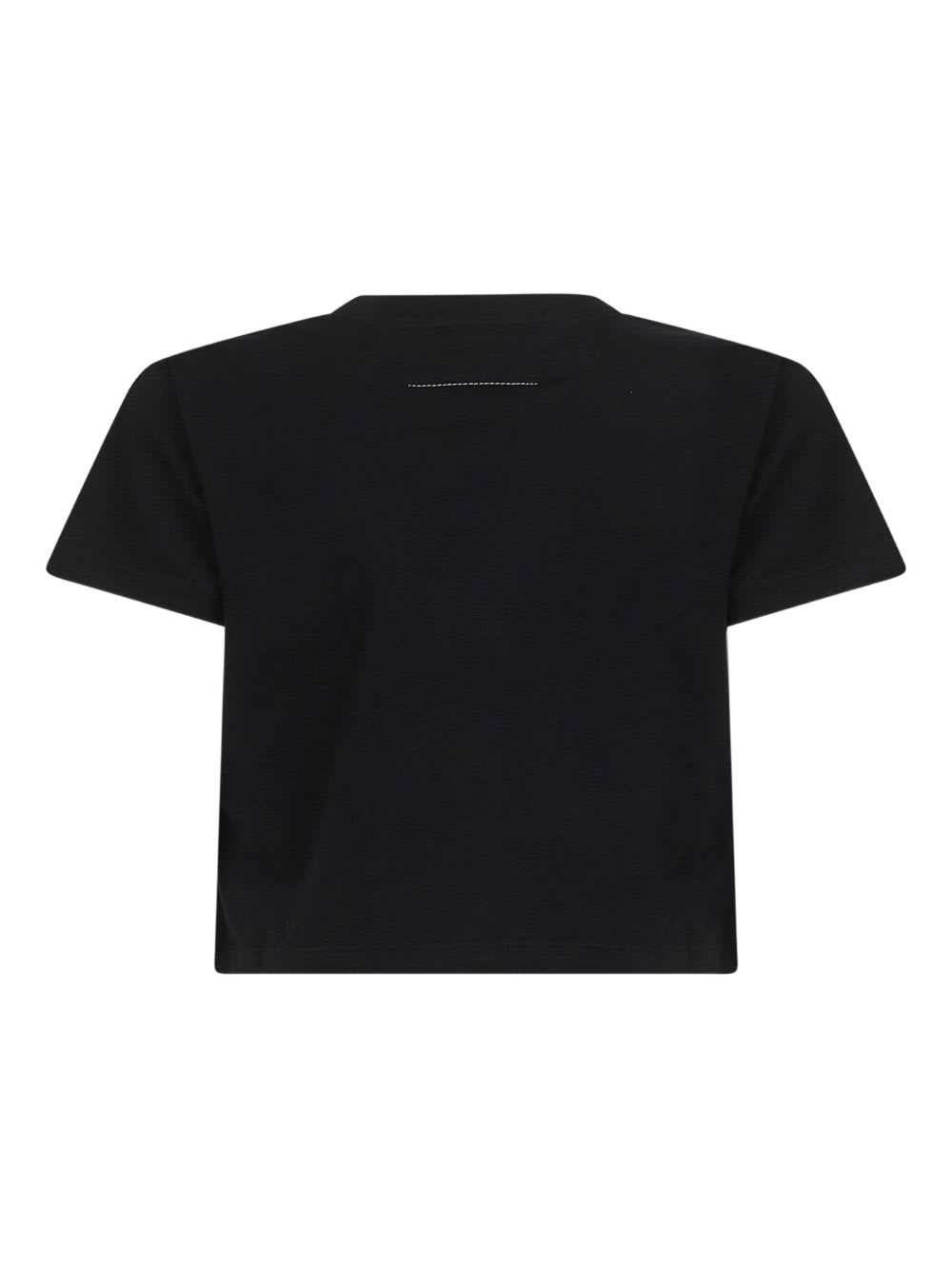 Mm6 Maison Margiela Crop T-shirt With Number Graphics In Black