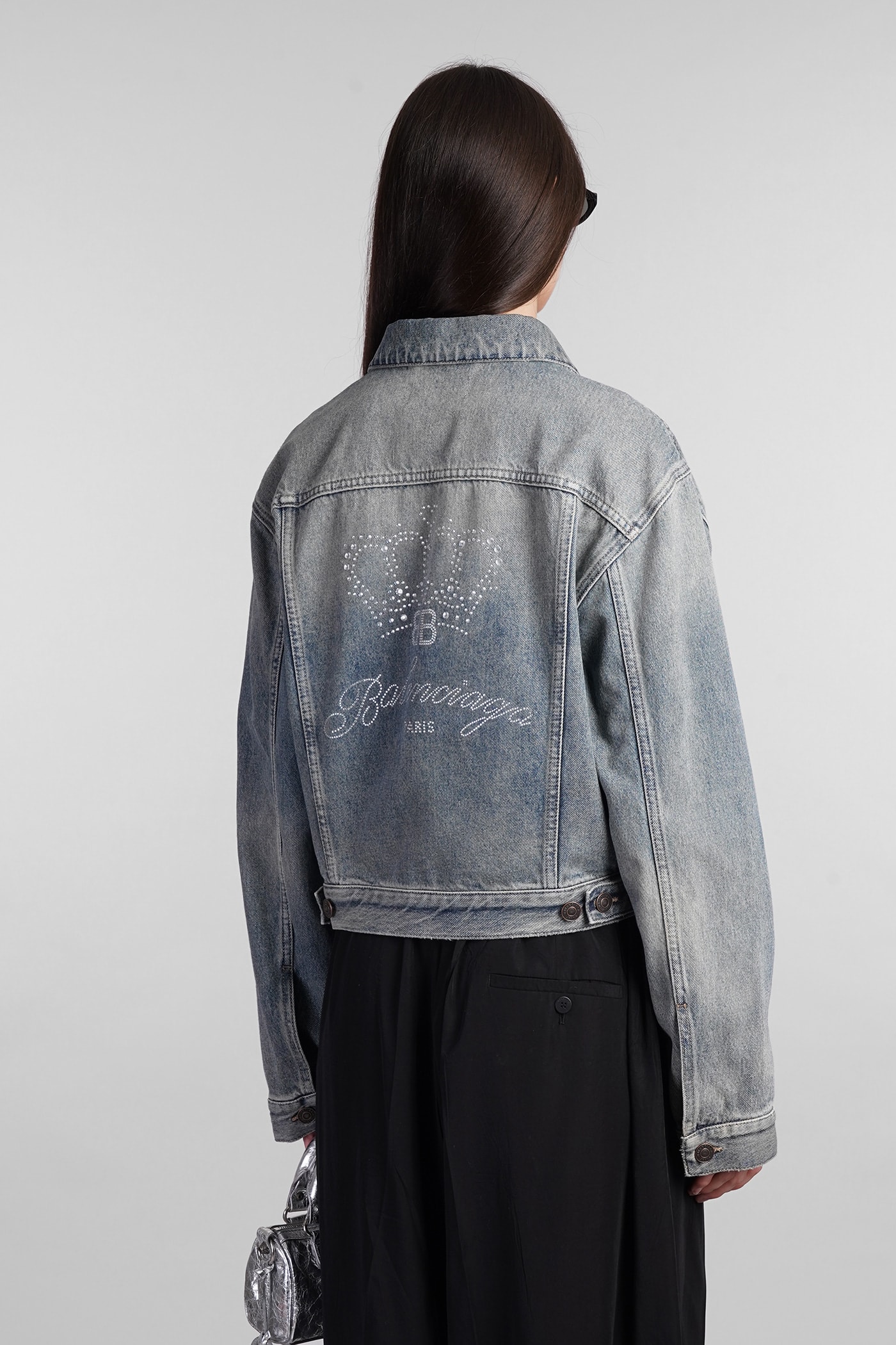 Shop Balenciaga Denim Jackets In Blue Cotton