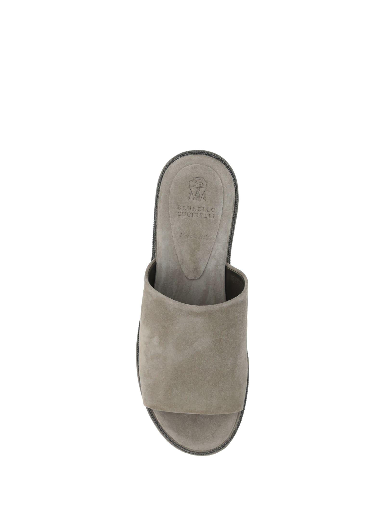 Shop Brunello Cucinelli Precious Welt Sandals In Fango