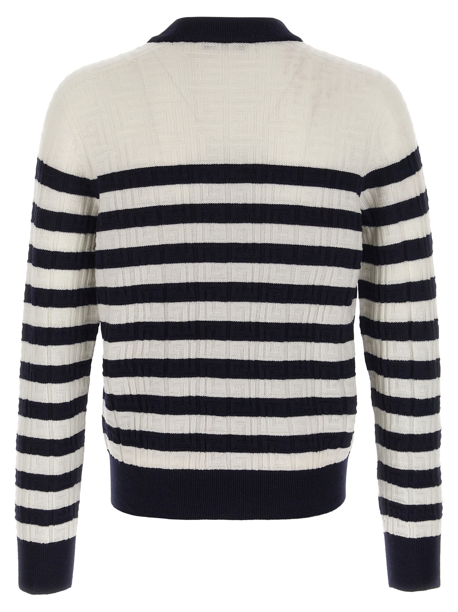 Balmain Embossed Monogram Striped Sweater In Multicolor