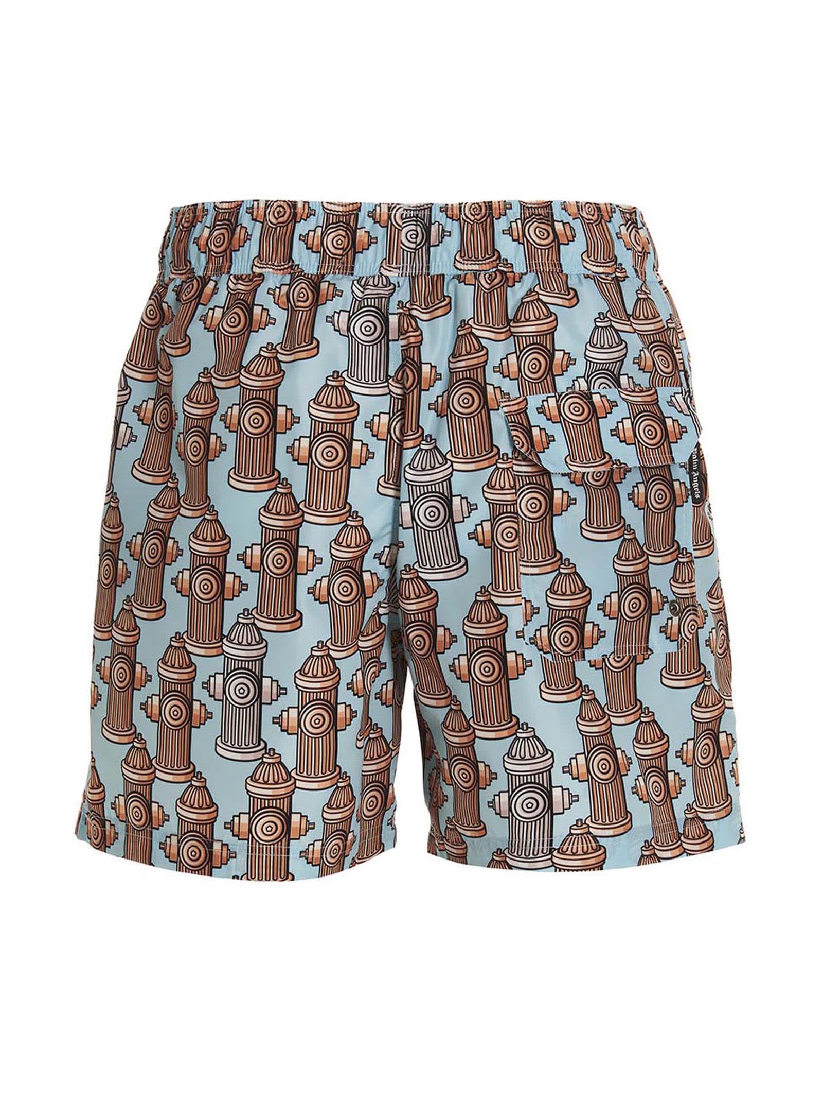 Shop Palm Angels Fire Hydrant Swim Shorts In Multicolor