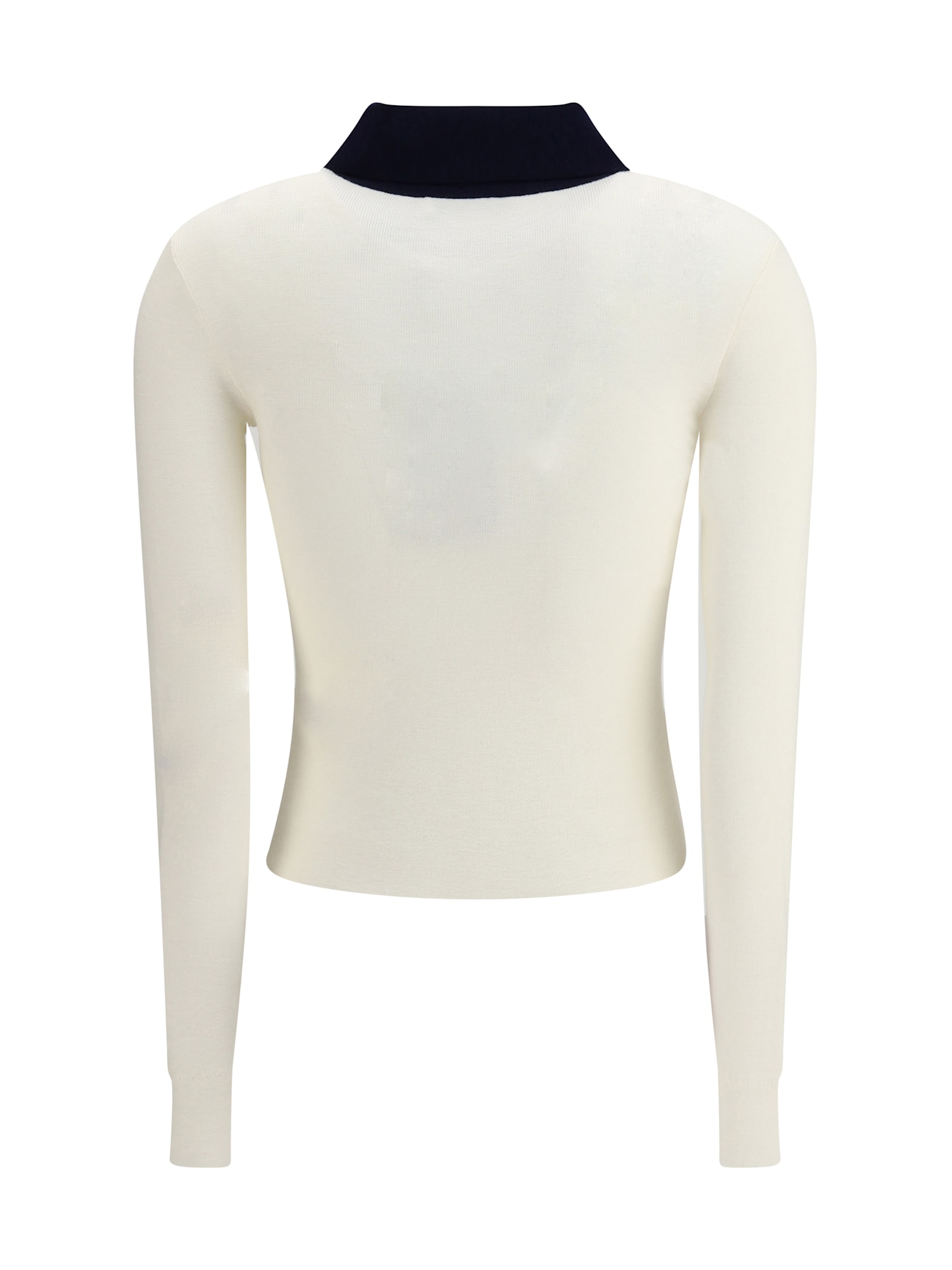 Self-portrait Button-front Cream Merino Wool Cardigan With Contrasting Collar In White