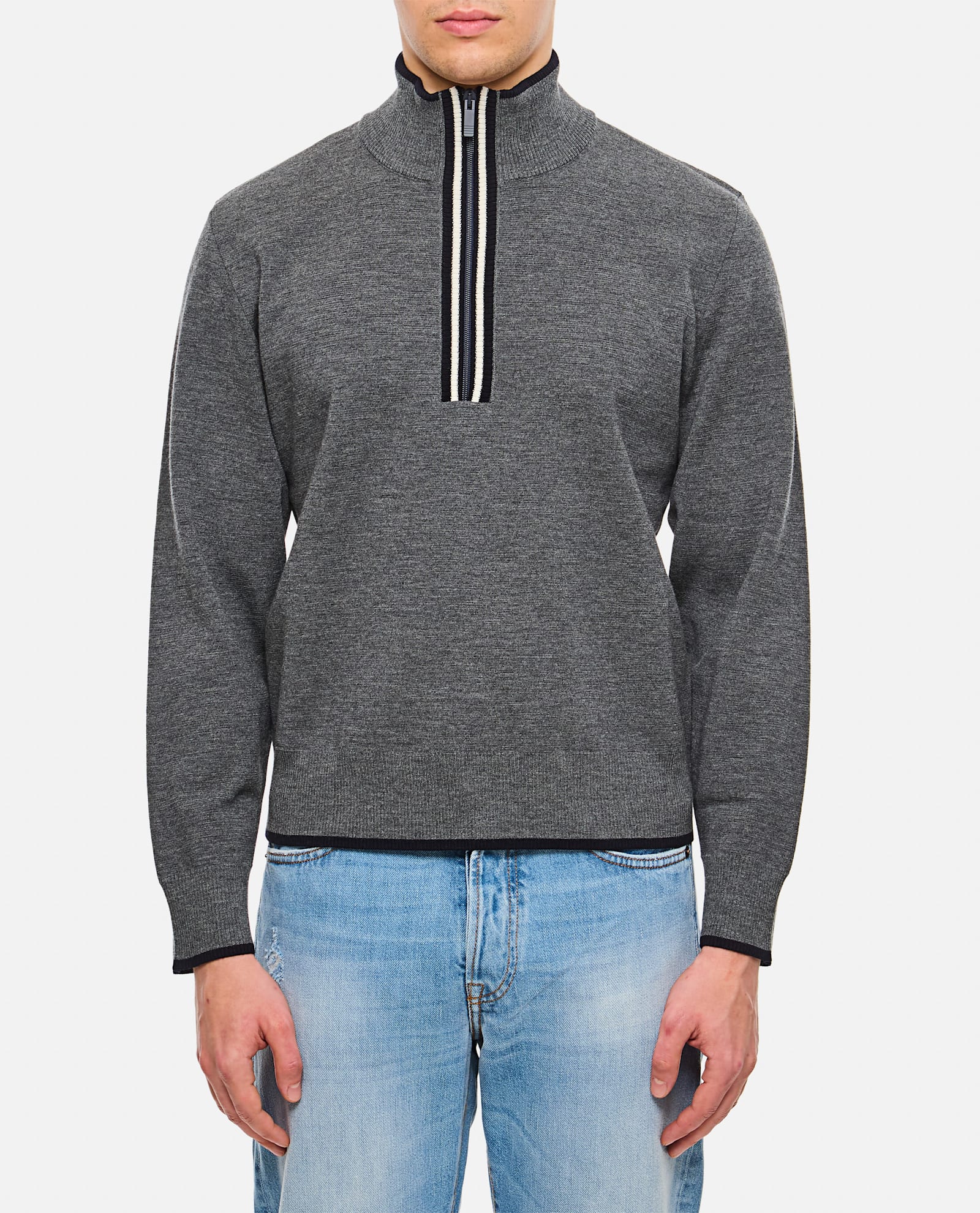 Shop Thom Browne Half Zip Pullover In Grey