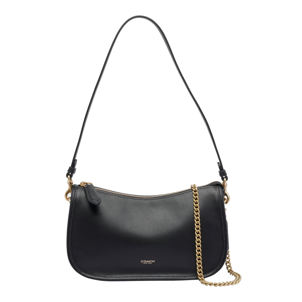 Coach Natural Grain Leather Waverly Bag Shoulder Bags Black In Black