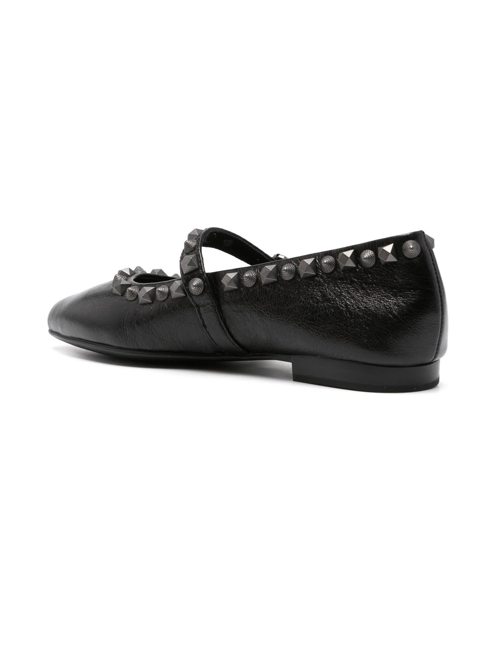 Shop Ash Black Calf Leather Ballerina Shoes