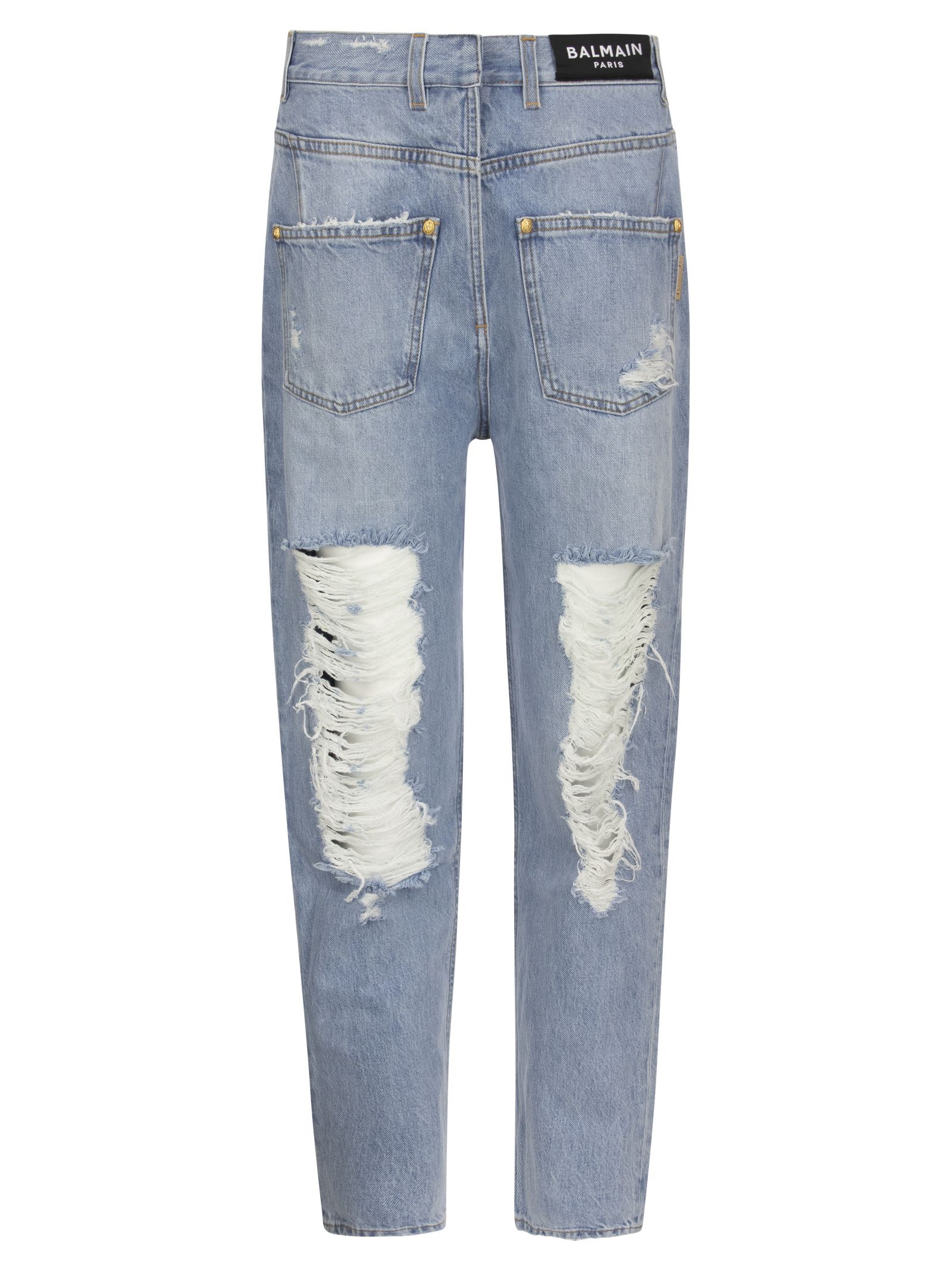 Balmain Used-effect Reversed Jeans