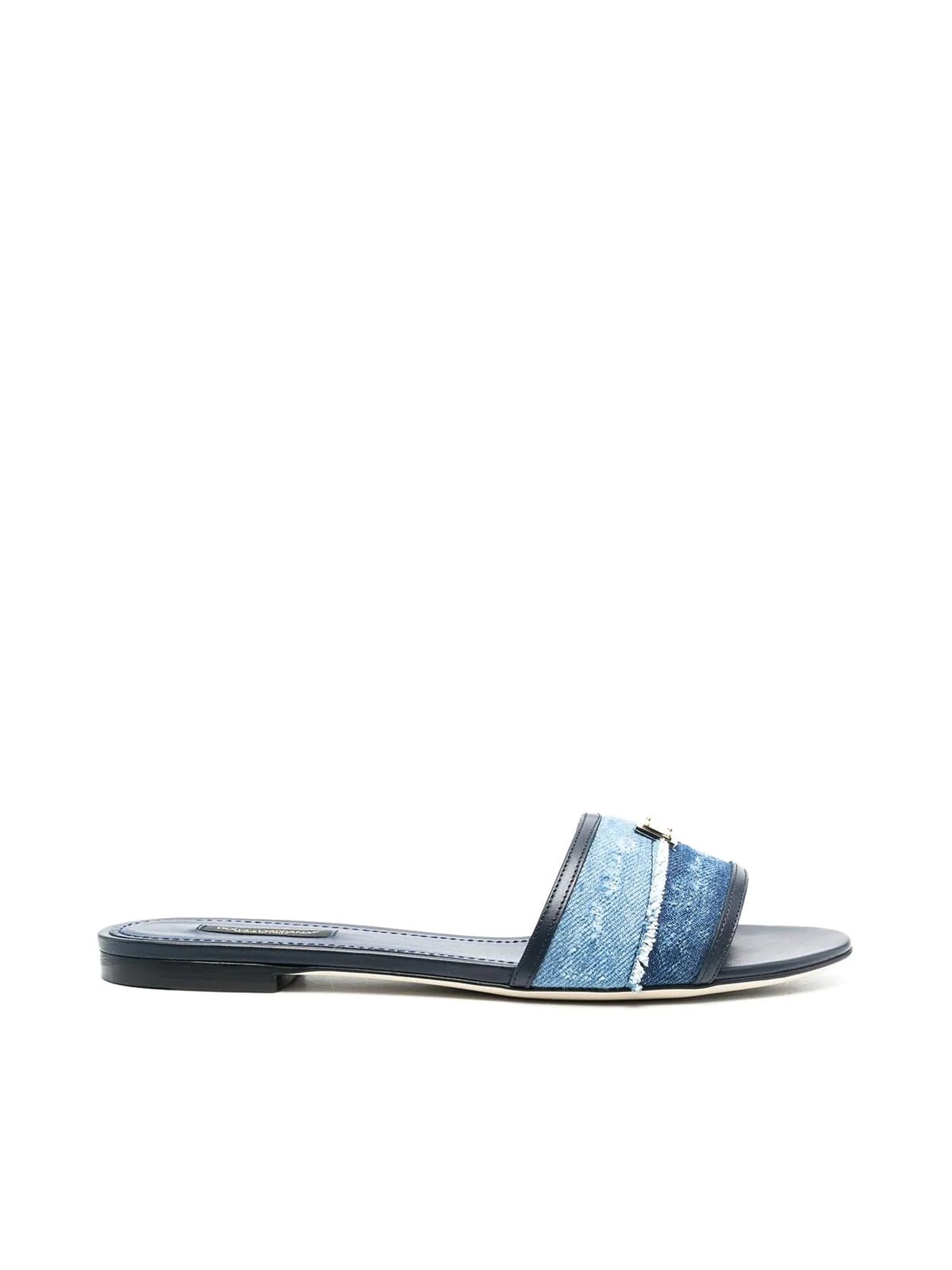 Buy Dolce & Gabbana Mules Flat Patch Denim online, shop Dolce & Gabbana shoes with free shipping