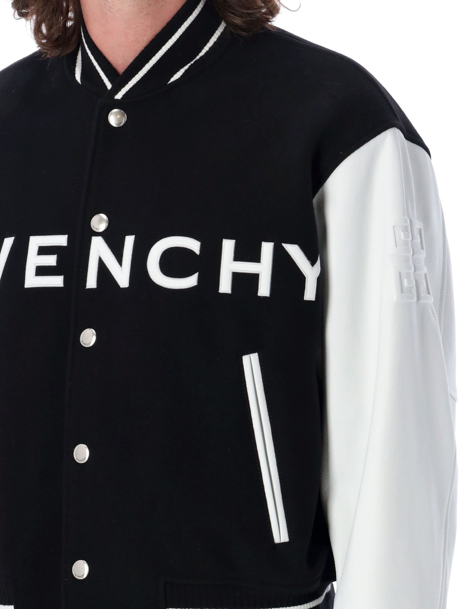 Shop Givenchy Varsity Bomber In Black/white