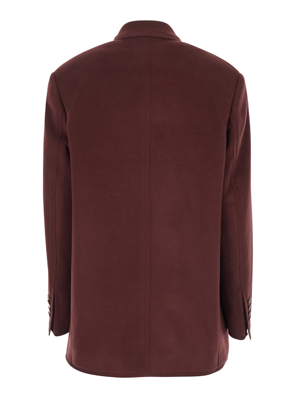 Shop Etro Bordeaux Double-breasted Jacket With Logo Detail On Buttons In Wool Blend Woman