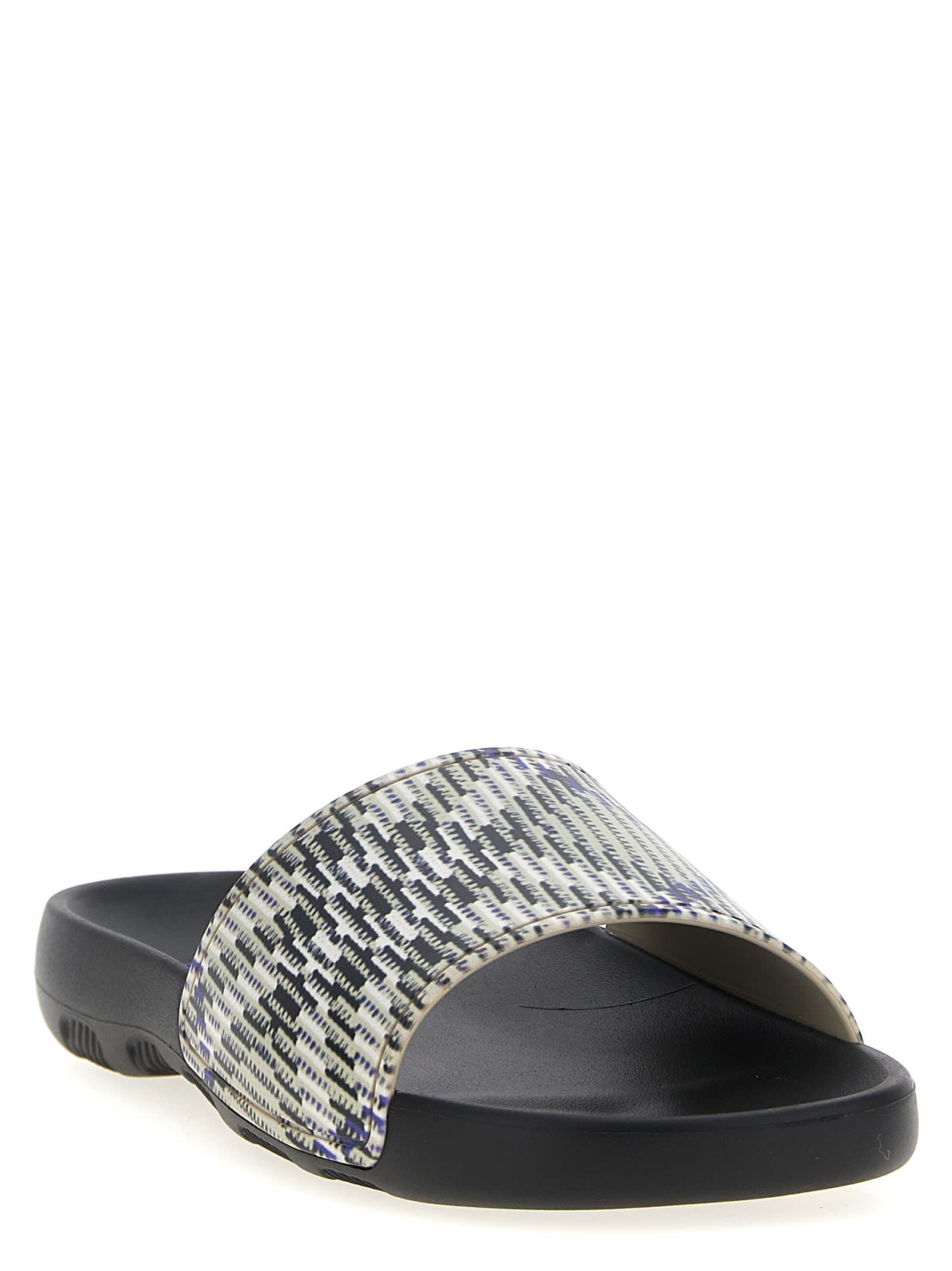 Burberry Dive Embossed Check Pool Slide Sandal In Multicolor