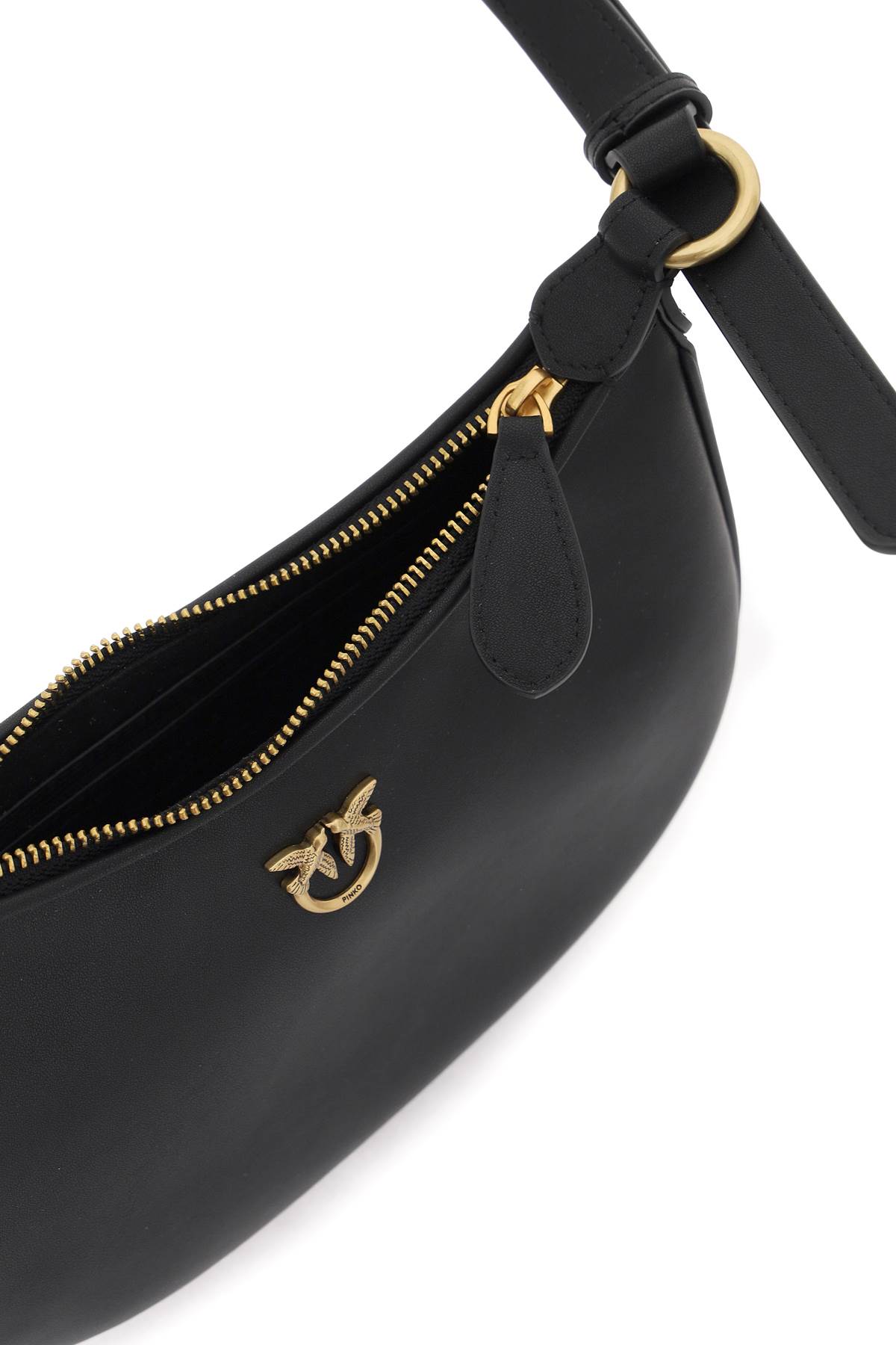 Pinko Half Moon Shoulder Bag In Nero-antique Gold