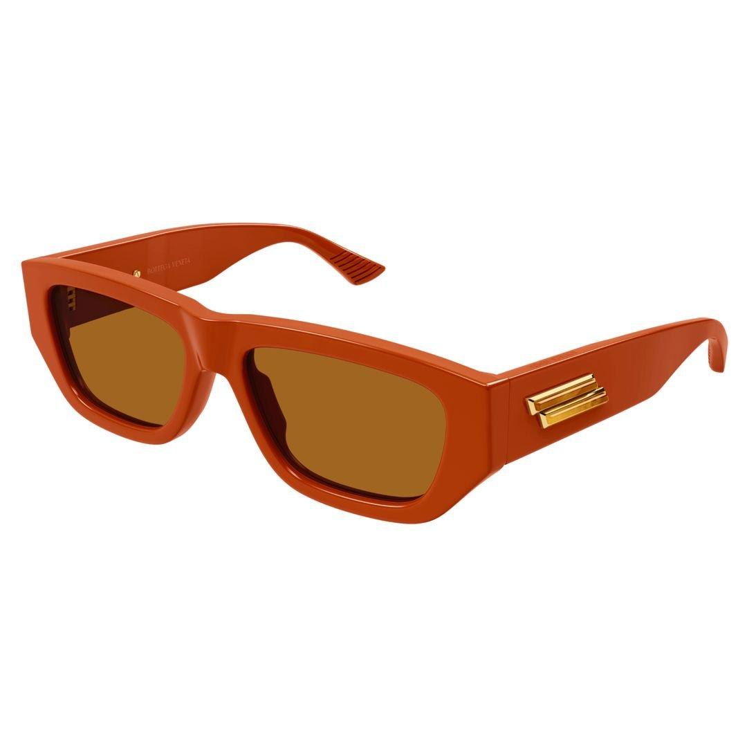 Shop Bottega Veneta Rectangular Frame Sunglasses In 004 Orange Orange Brown