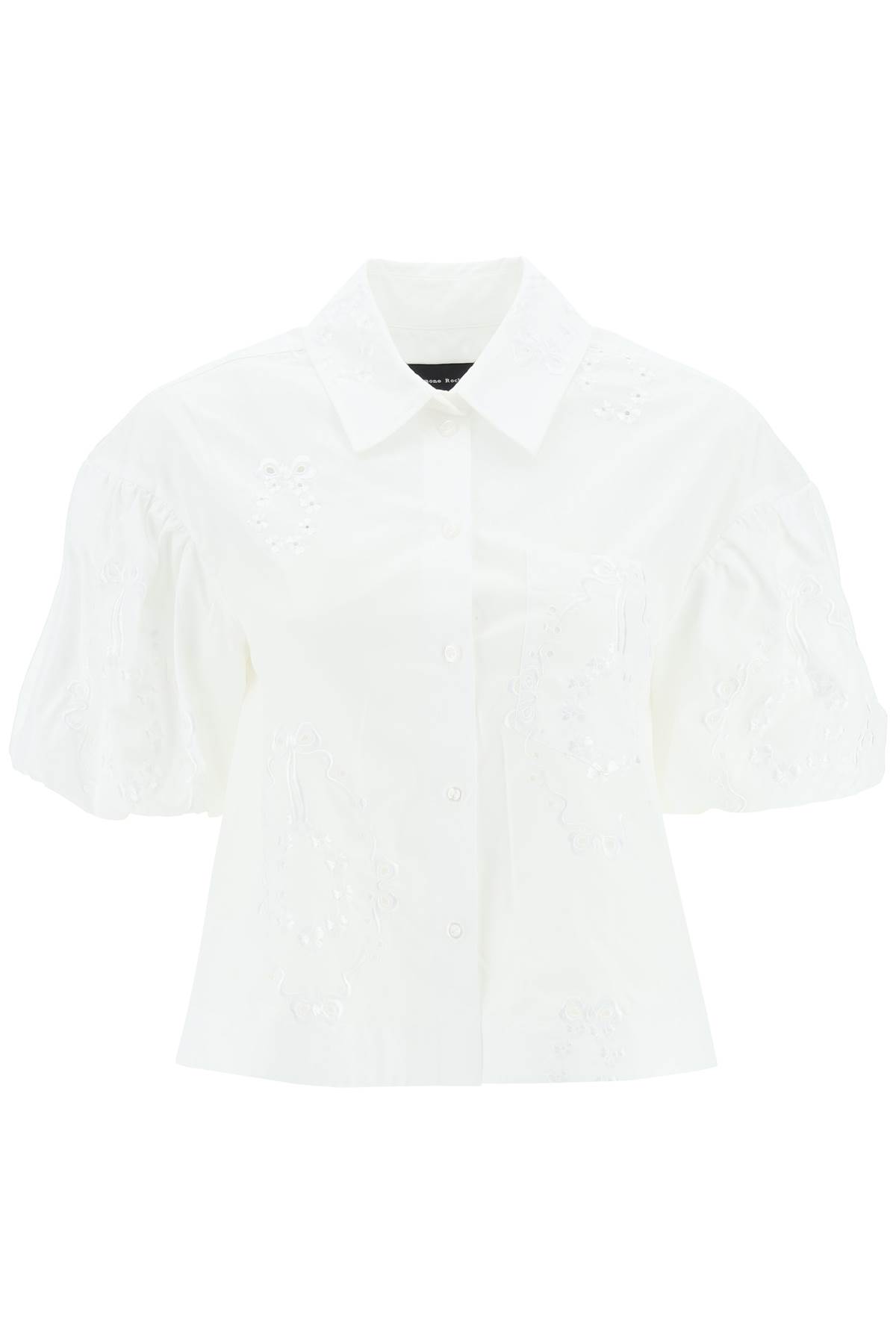 SIMONE ROCHA CROPPED SHIRT WITH EMBRODERED TRIM