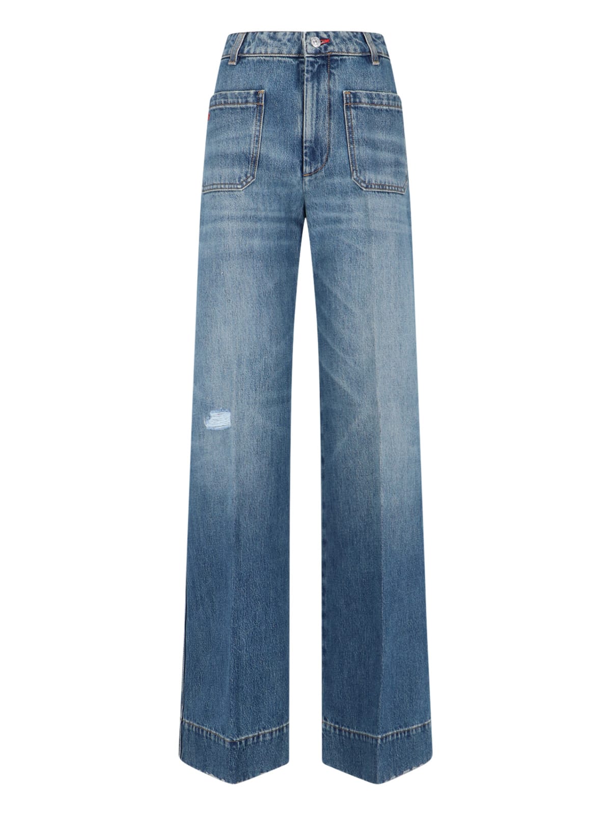 Victoria Beckham Alina Stretch High Rise Straight Leg Jeans In Medium Wash