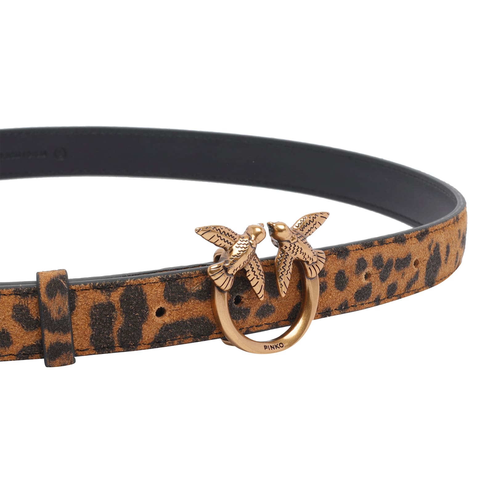 Pinko Leopard Suede Belt In Brown