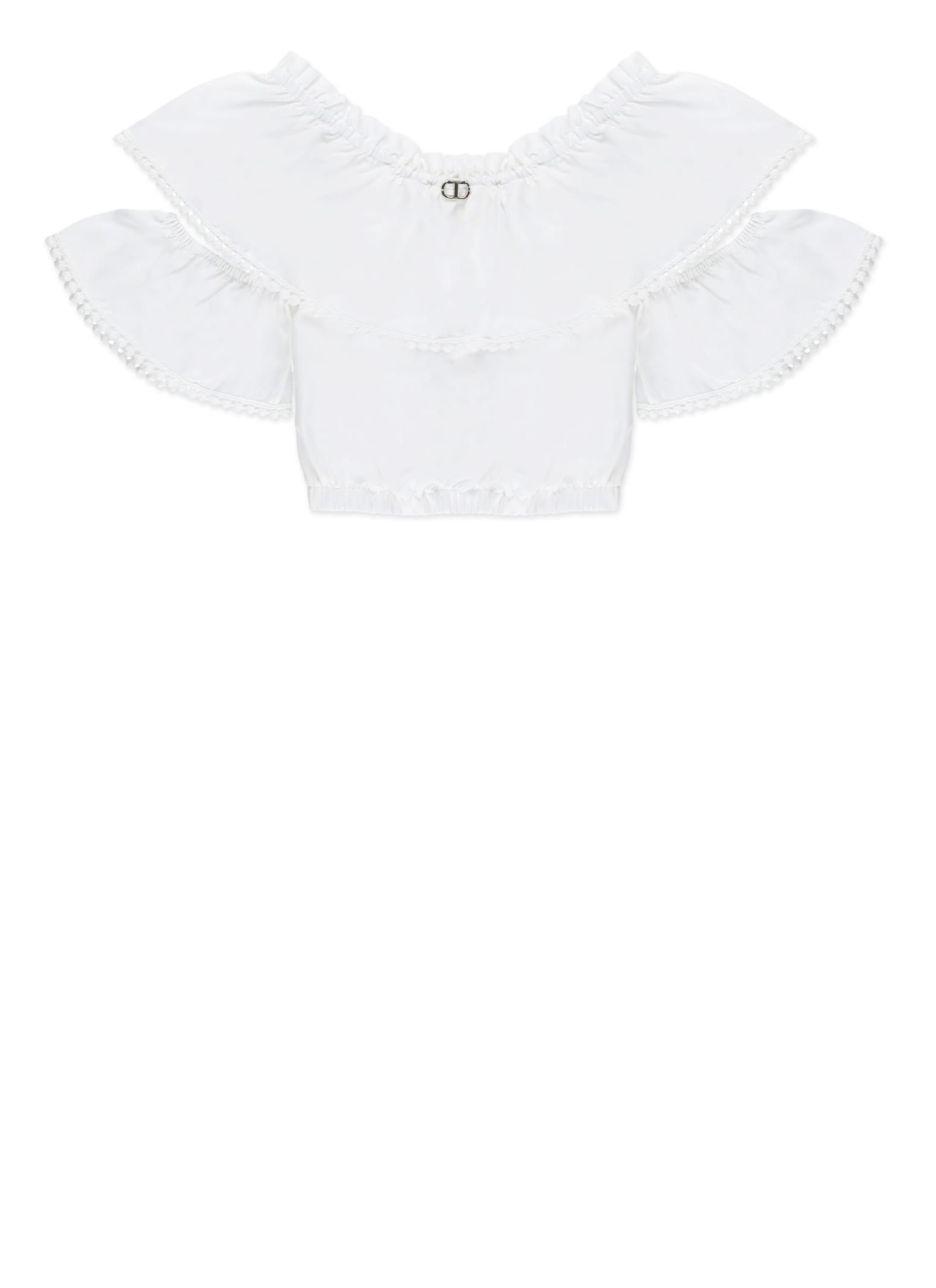 Shop Twinset Cotton Blend Blouse In White