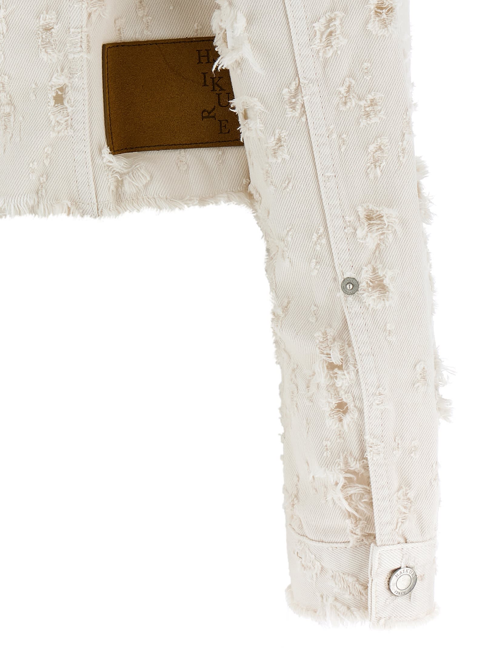 Haikure White Jacket With Rips In Sandshell