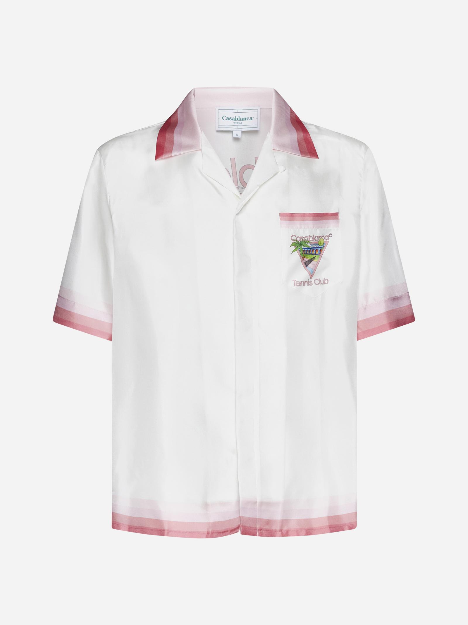 Shop Casablanca Tennis Club Icon Silk Shirt In White