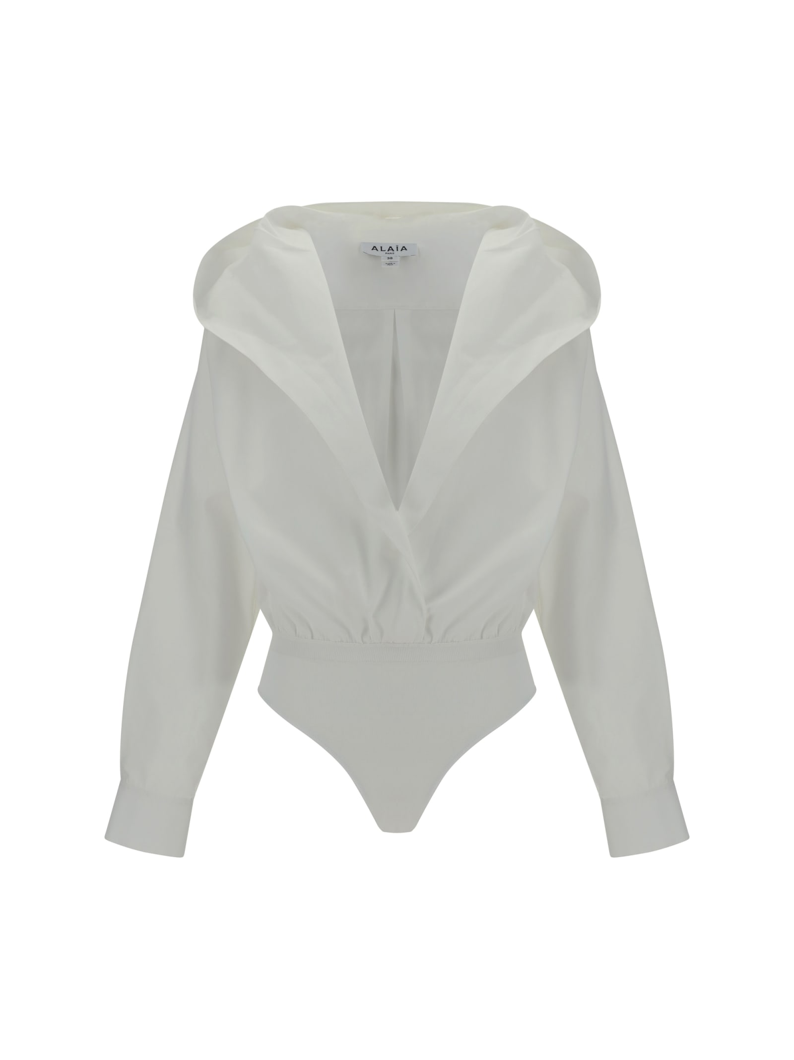 Shop Alaïa Bodysuit In Blanc