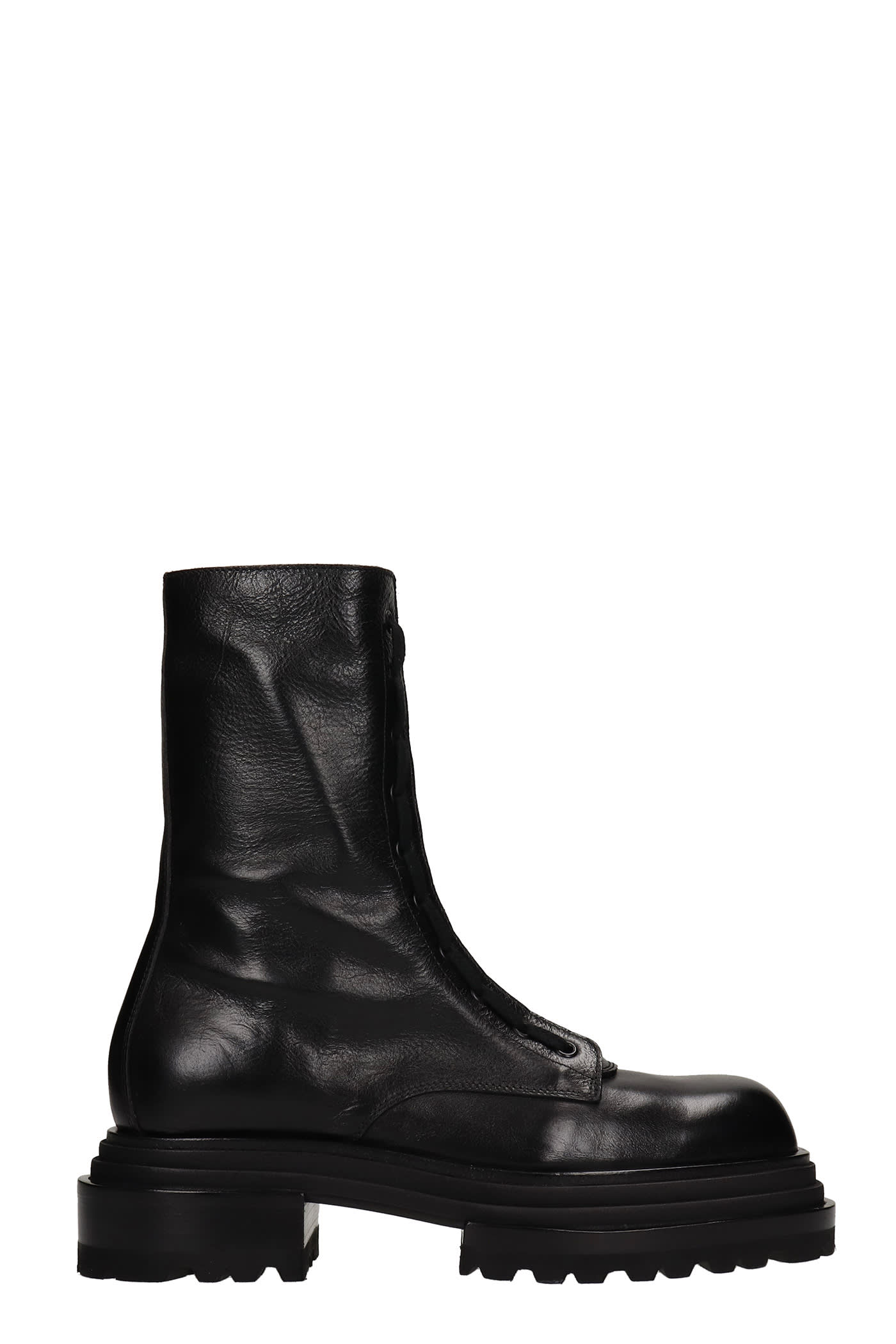Cesare Paciotti Combat Boots In Black Leather