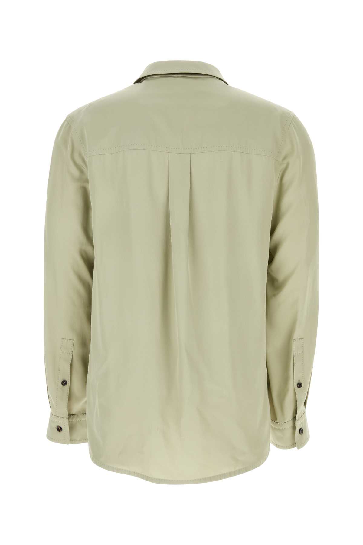 Shop Bottega Veneta Sage Green Twill Shirt In Stone