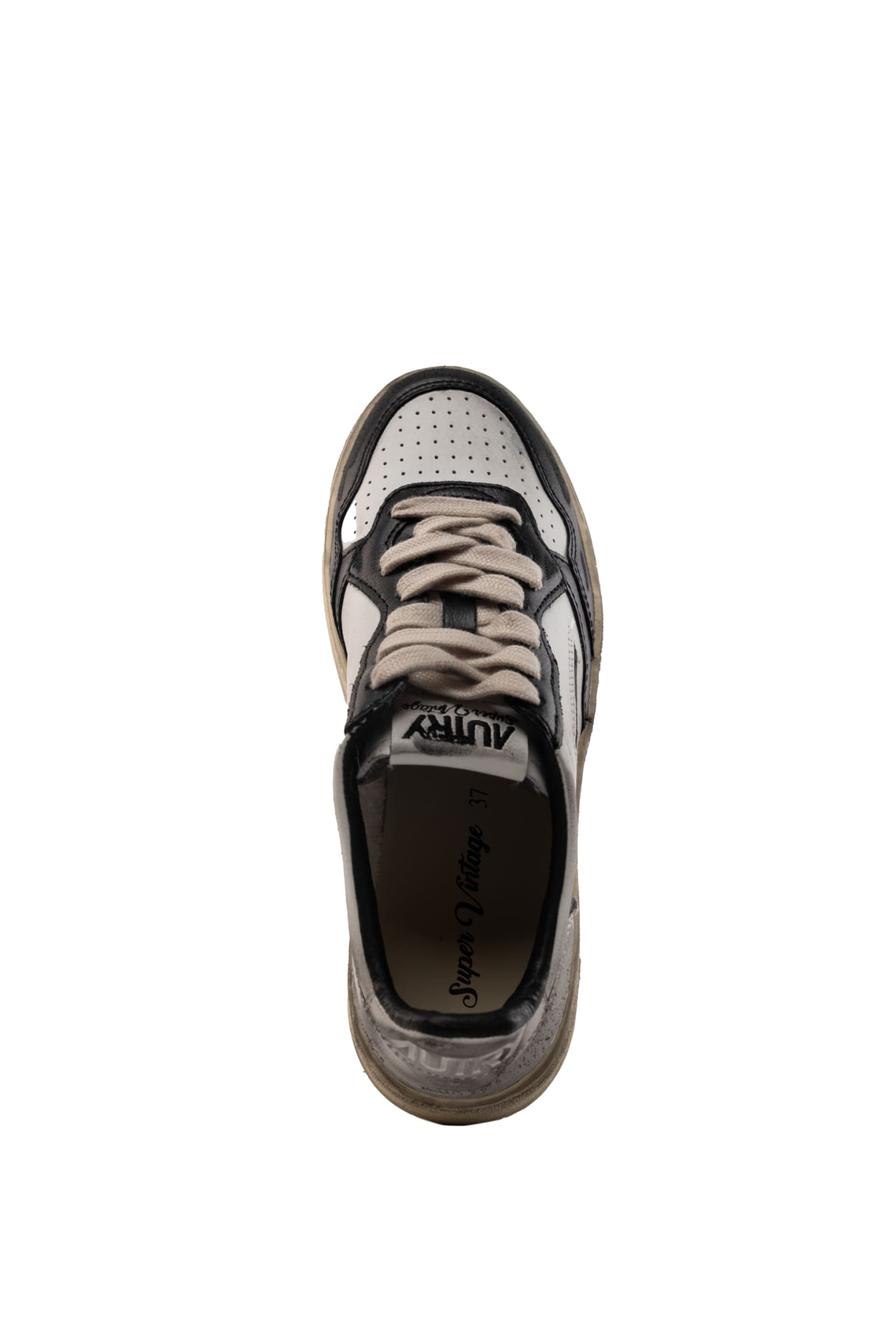 Shop Autry Medalist Low Super Vintage Sneakers In White/black/silver Leather In White/silver/black