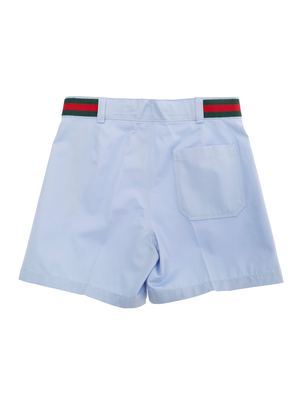Gucci Light Blue Shorts With Web Detail In Cotton Baby In Blue