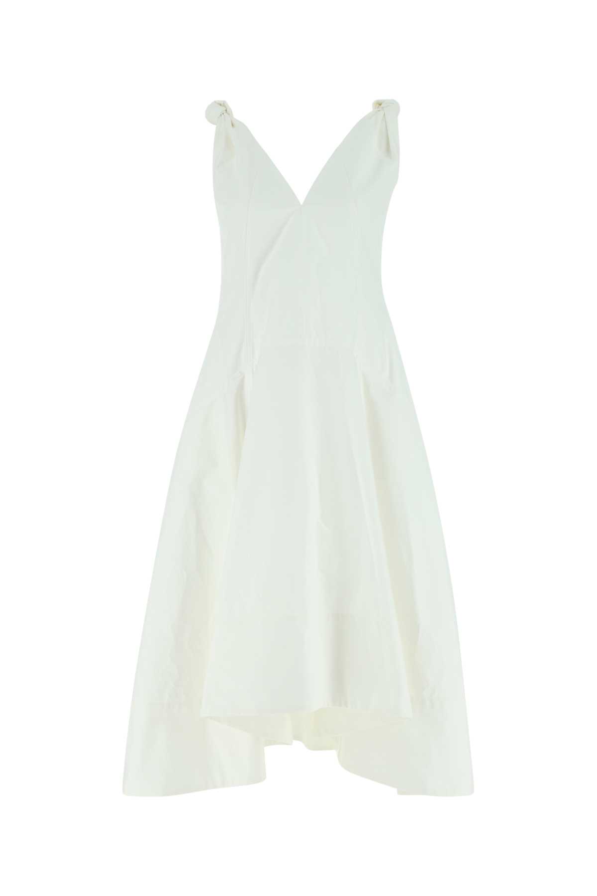 Shop Bottega Veneta White Cotton Dress In 9000
