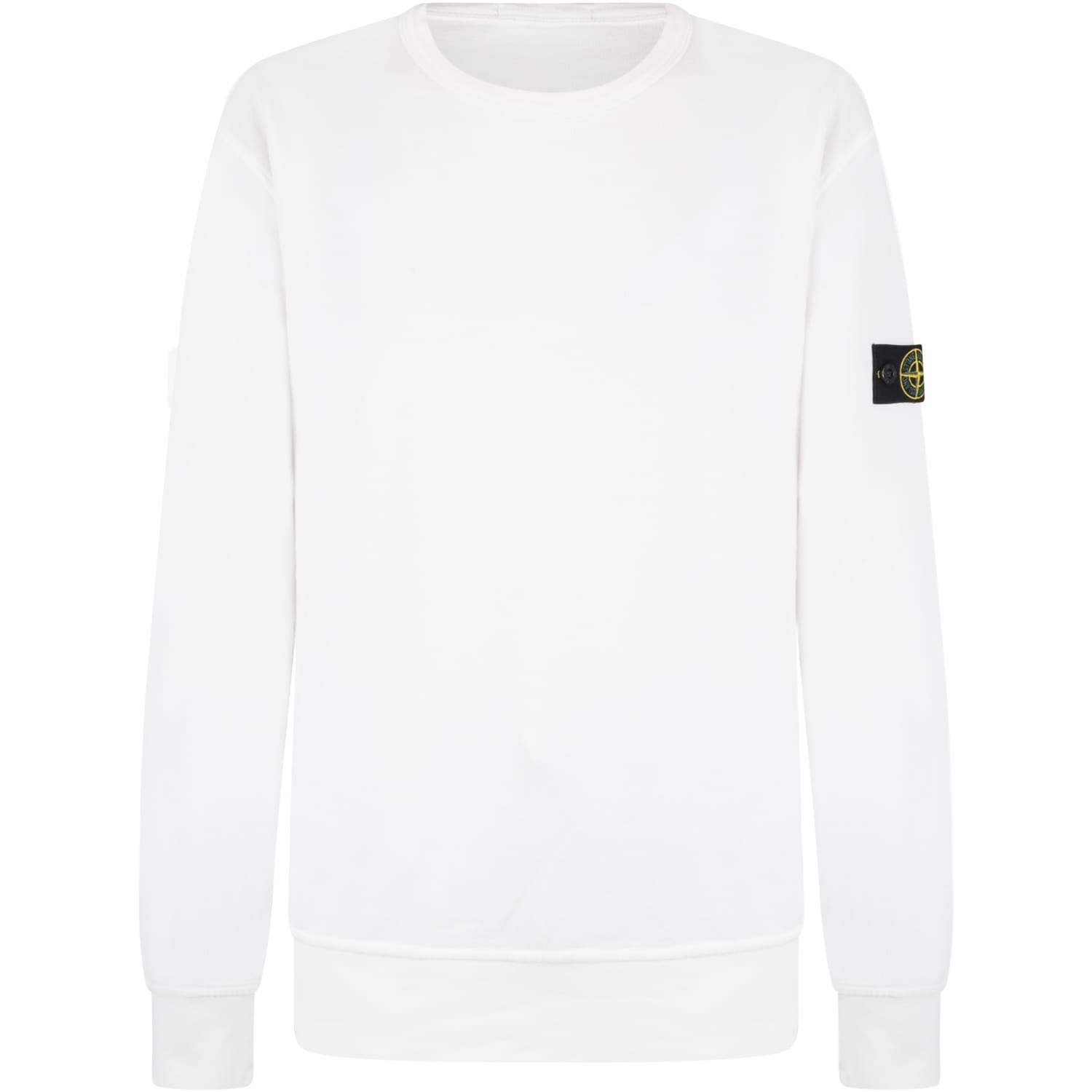 Stone Island Junior White Sweatshirt For Boy With Compass