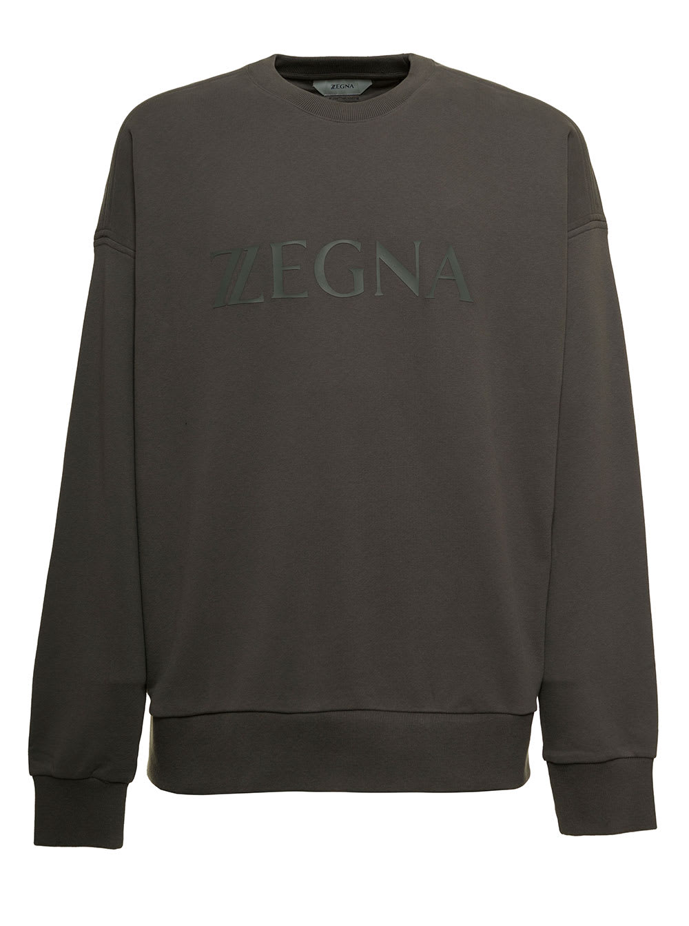 Z Zegna Green Cotton Sweatshirt With Logo