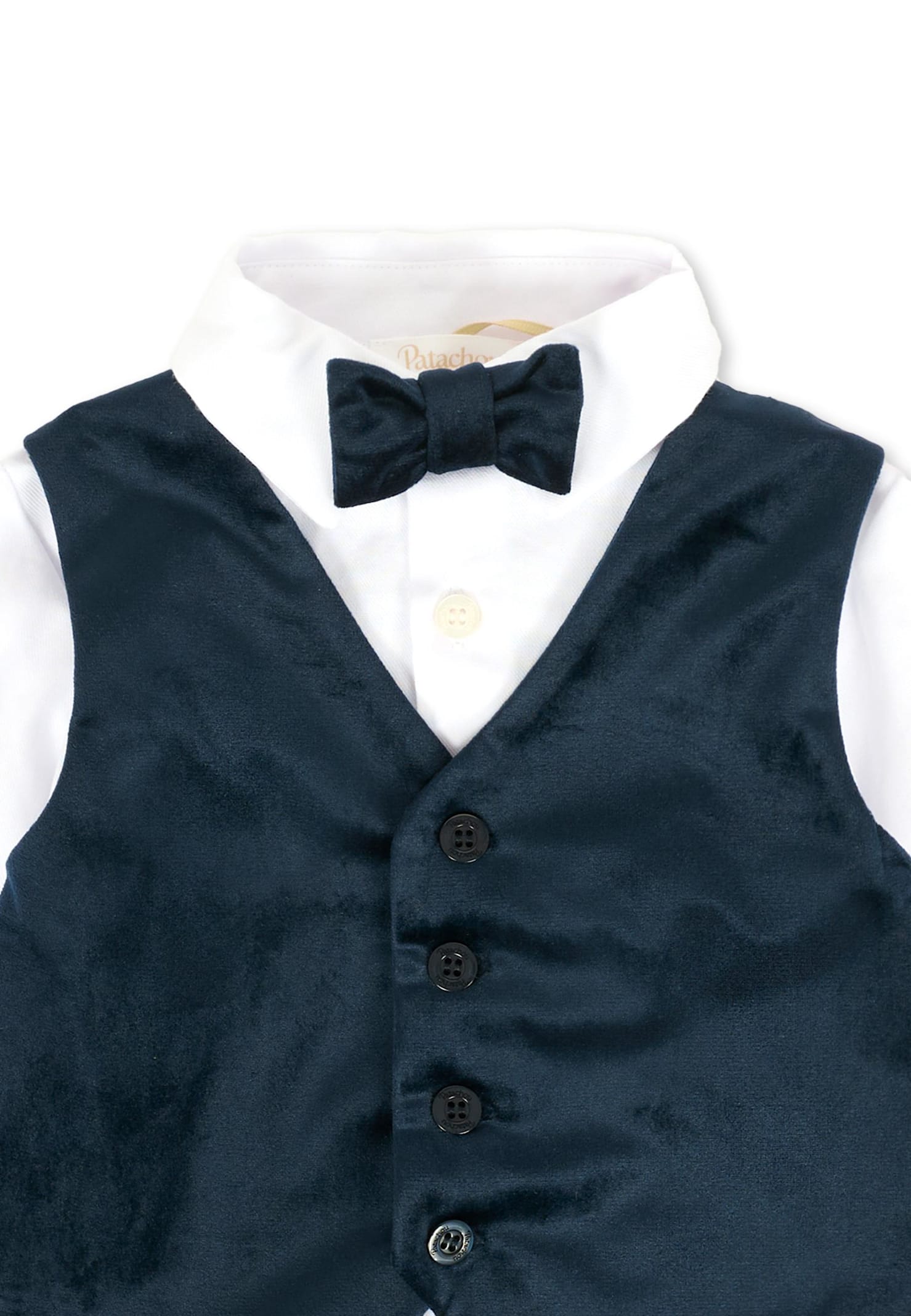 Patachou White Shirt For Baby Boy With Bow Tie In Multi