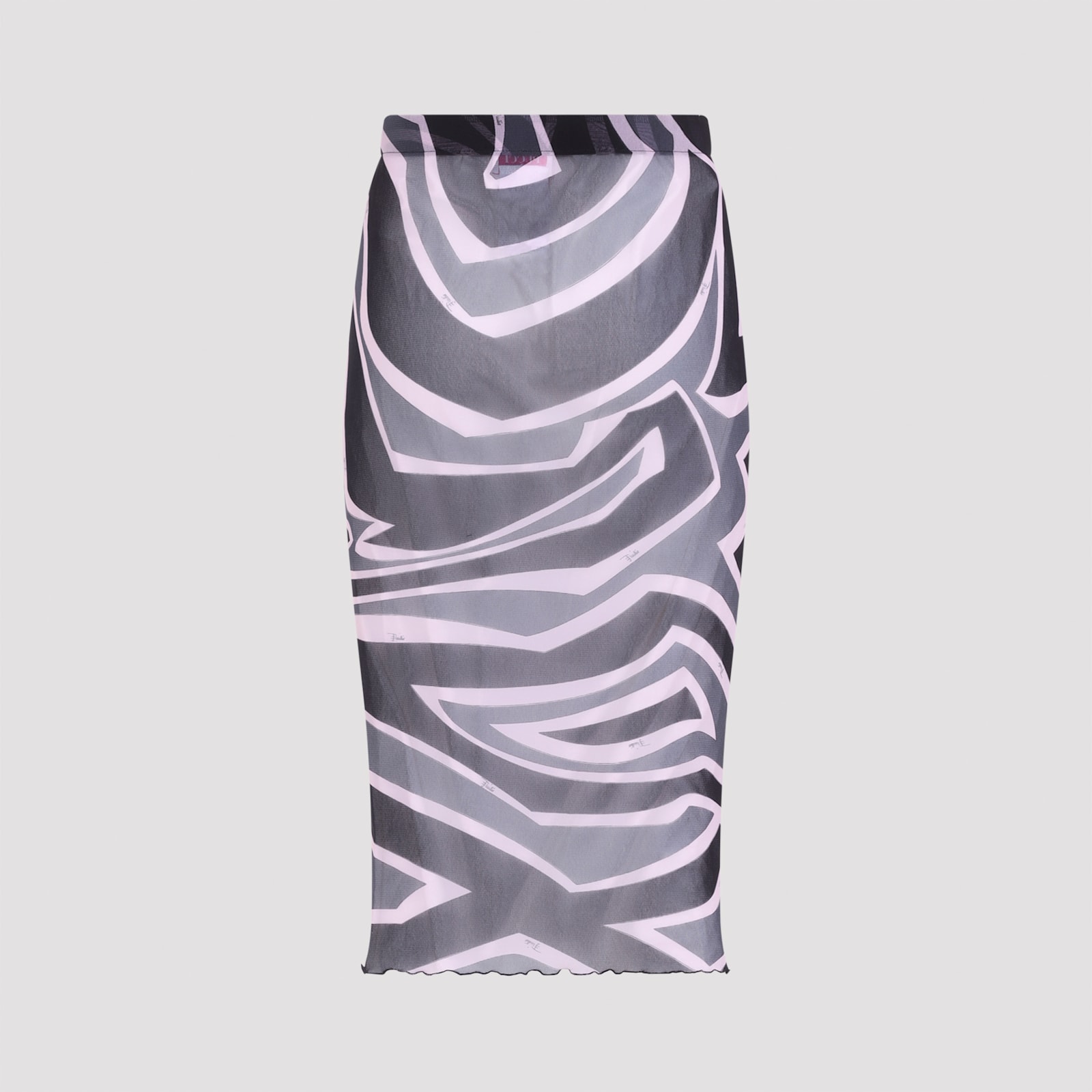 Pucci Prnted Tulle Longuette Midi Skirt Clothing In Multi